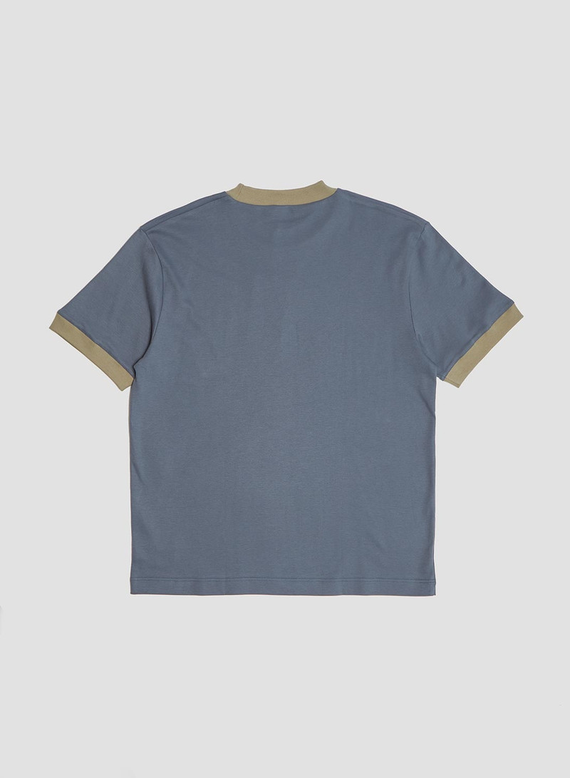 Nigel Cabourn x Sunspel Relaxed Heavyweight Supima Ringer T-Shirt in Slate Blue 3