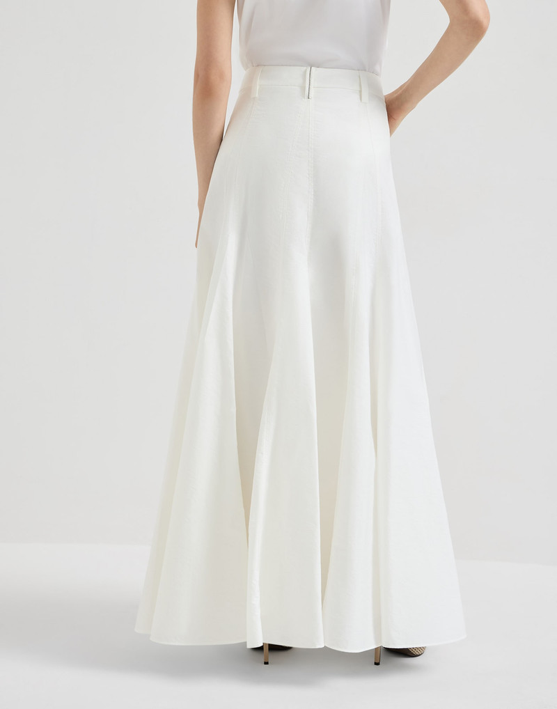 Brunello Cucinelli Techno cotton poplin flared skirt with monili outlook