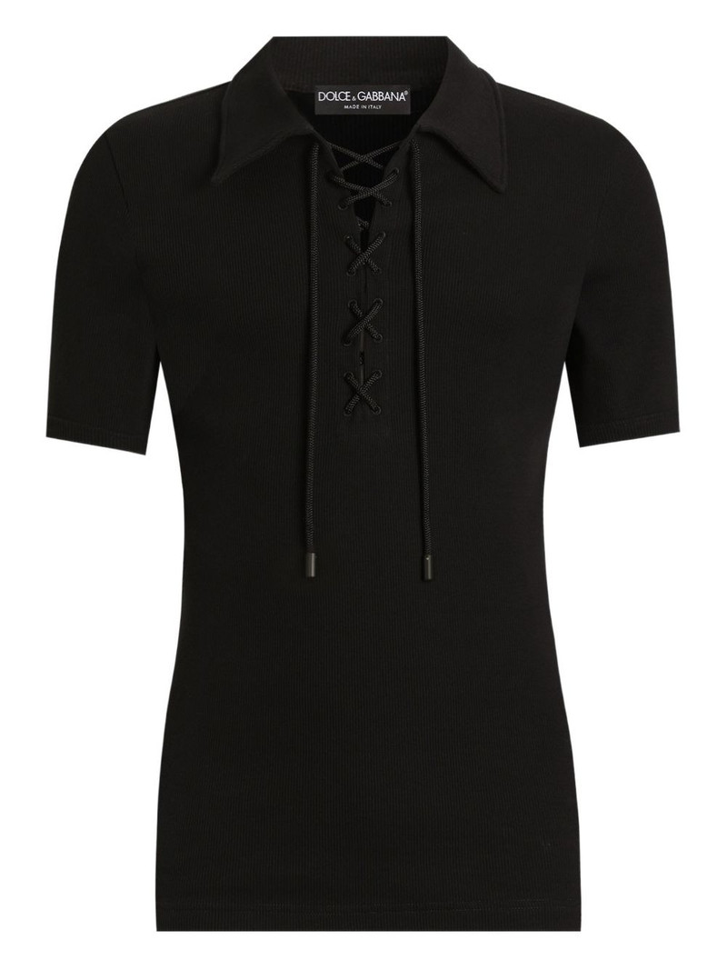 corded lace-up polo shirt 1