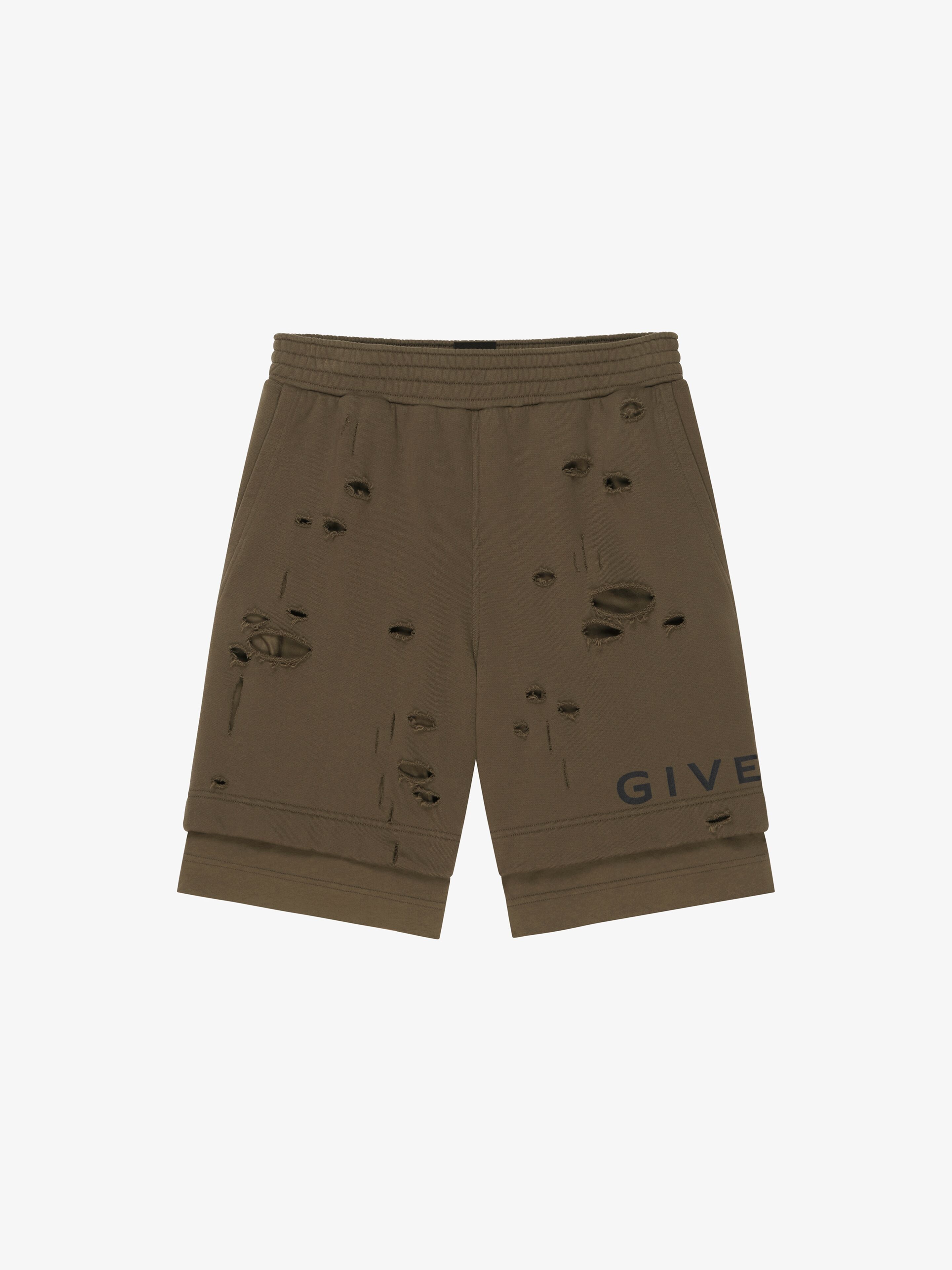 GIVENCHY BERMUDA SHORTS IN FELPA WITH DESTROYED EFFECT - 1