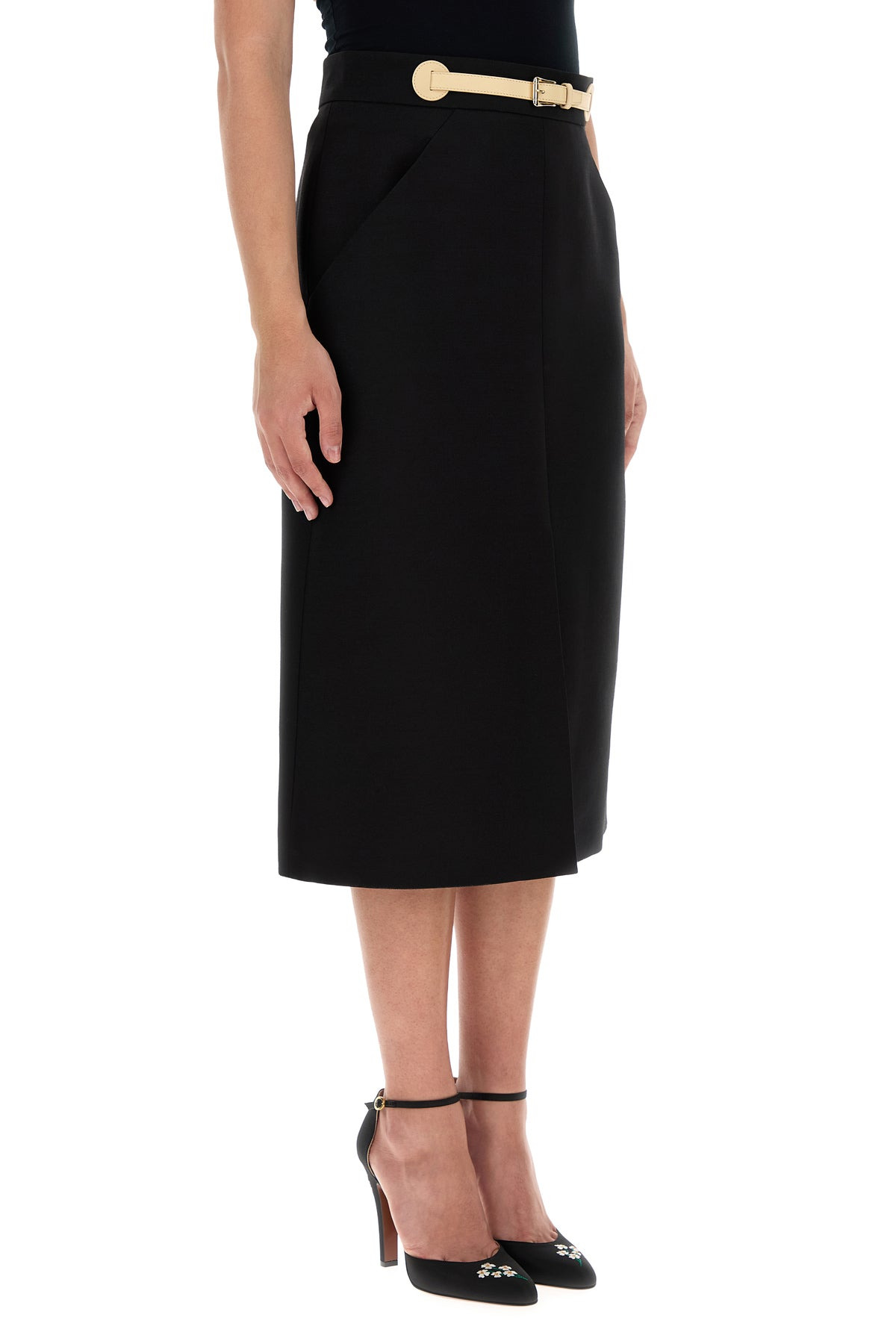 Black wool blend skirt - 3