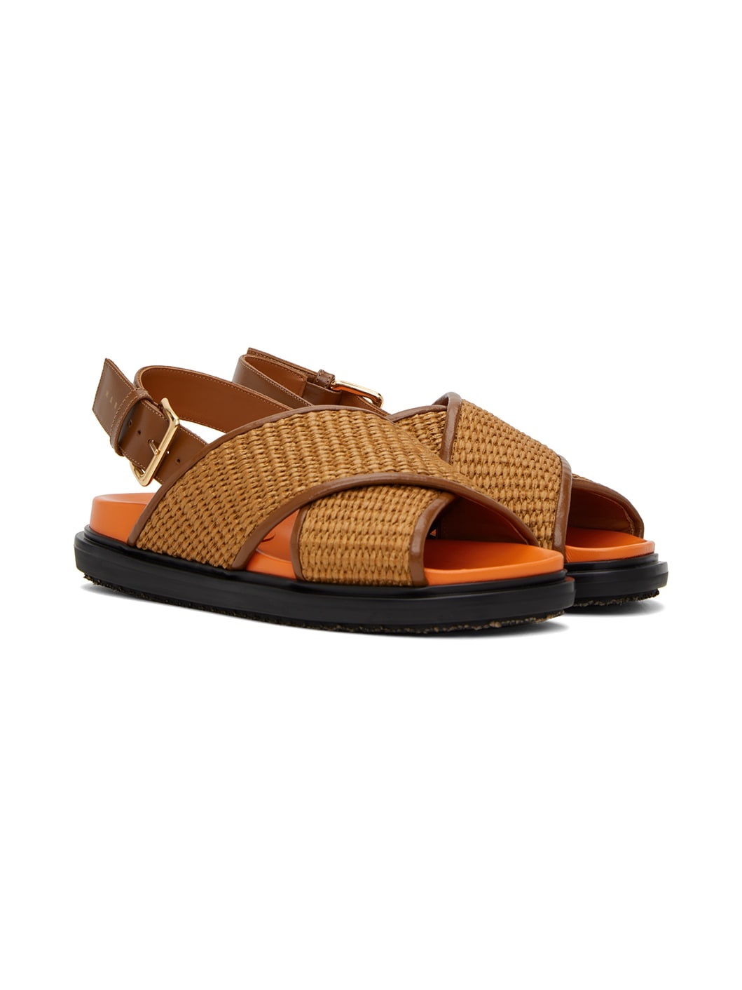 Brown & Orange Fussbett Criss-Cross Sandals - 4
