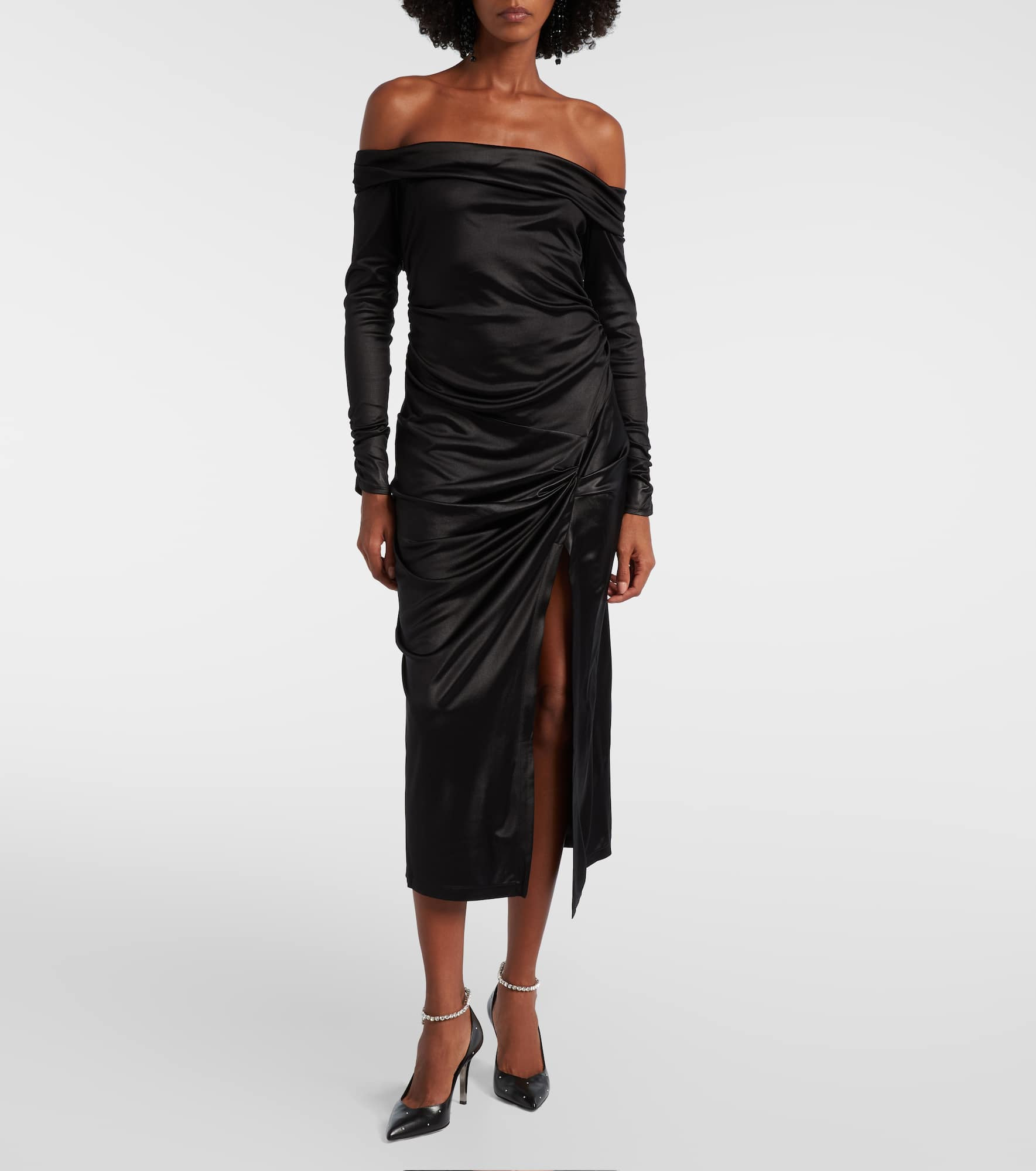 Elife gathered off-shoulder midi dress - 2