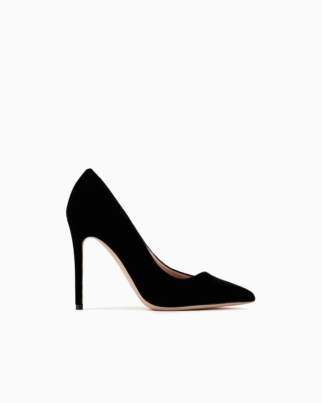 Velvet court shoes with an asymmetric top line - 1