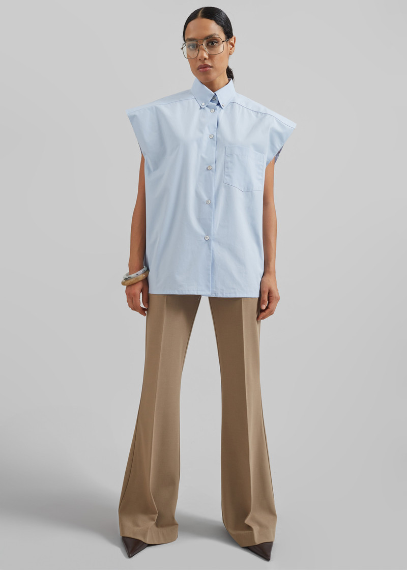 Quenin Sleeveless Button Down Shirt - Light Blue 3