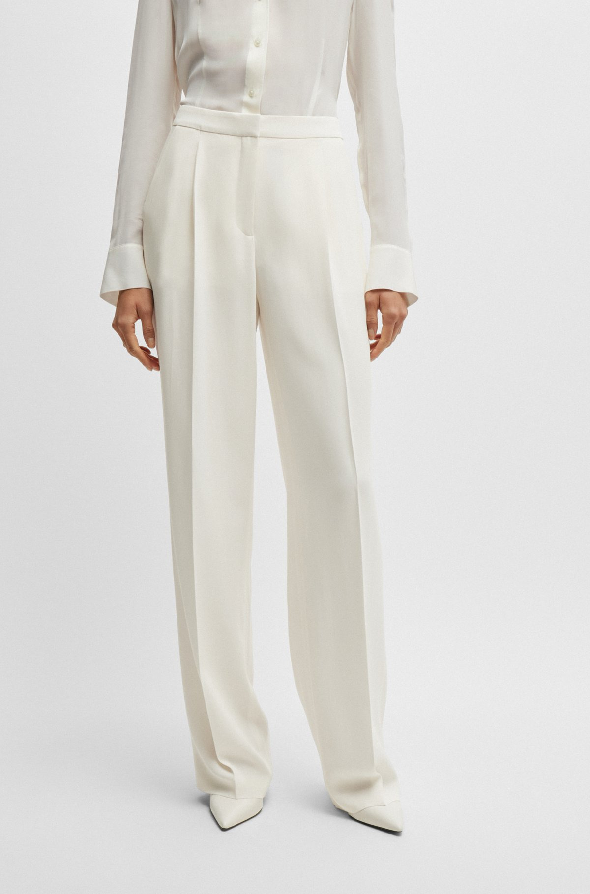REGULAR-FIT TROUSERS IN MATTE FABRIC - 2