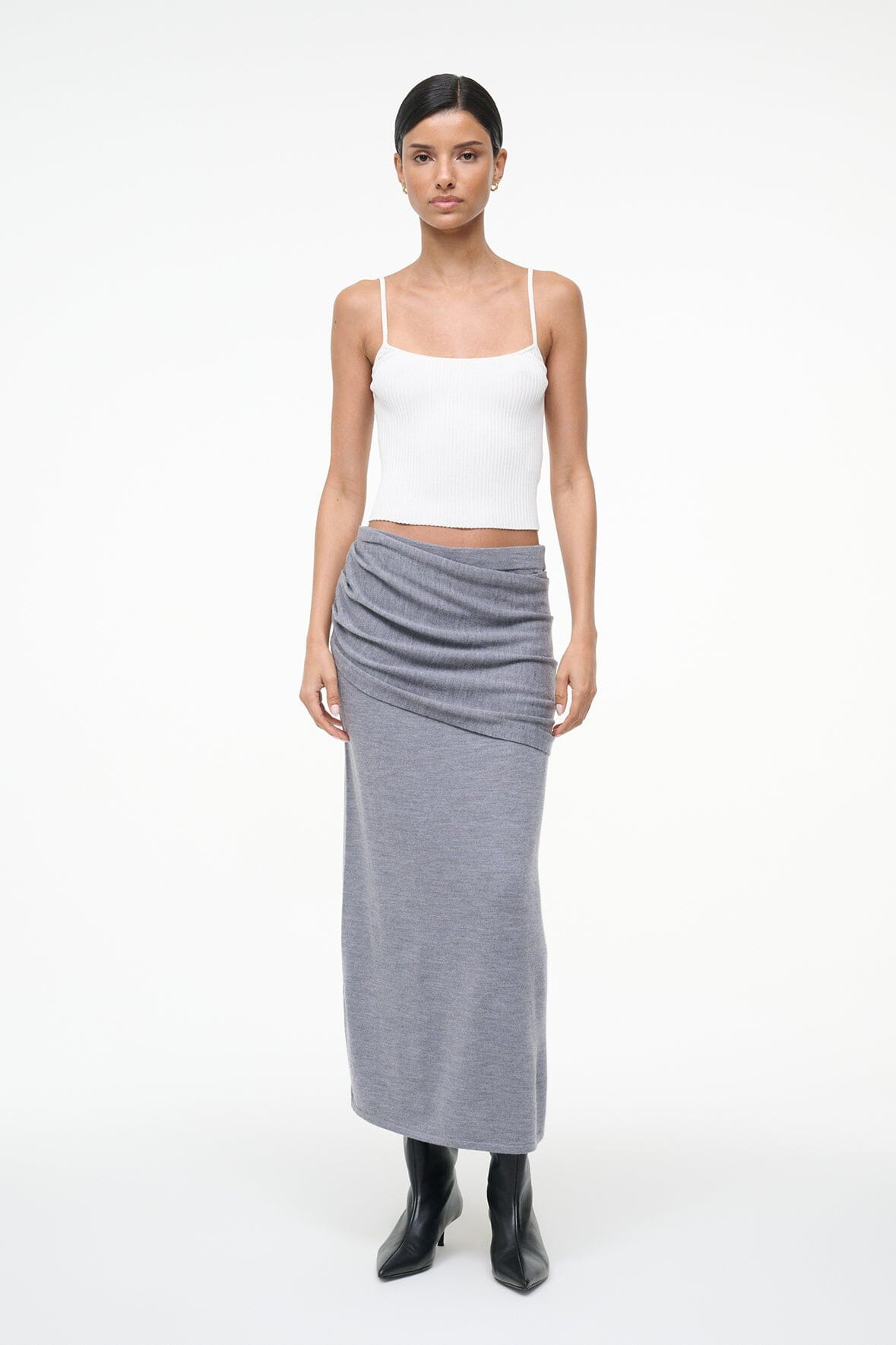 STAUD WILMA SKIRT HEATHER GREY - 7