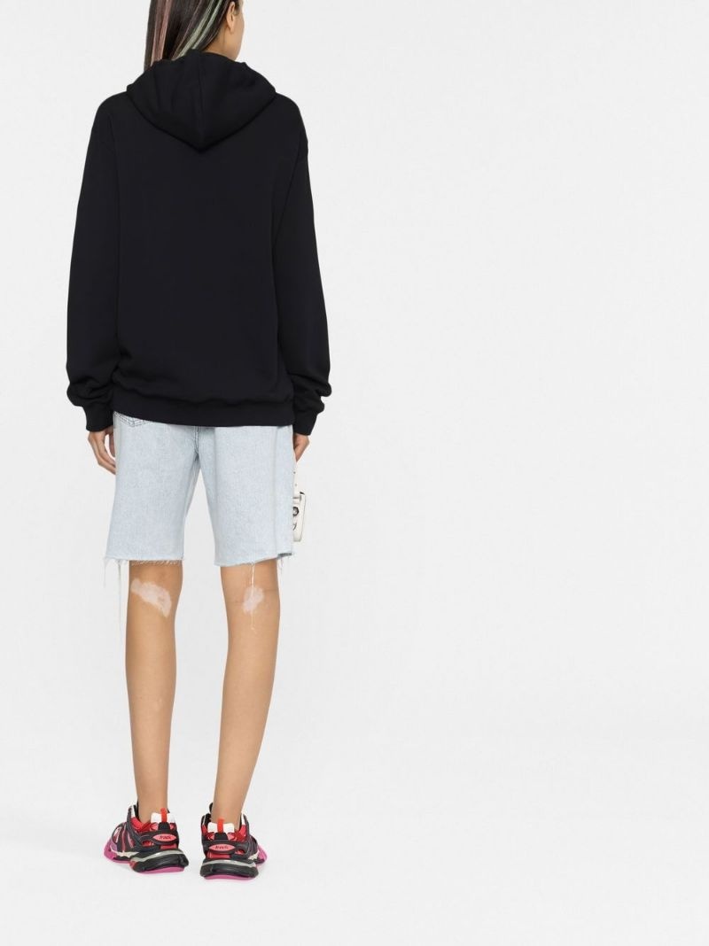 logo-print cotton hoodie - 4