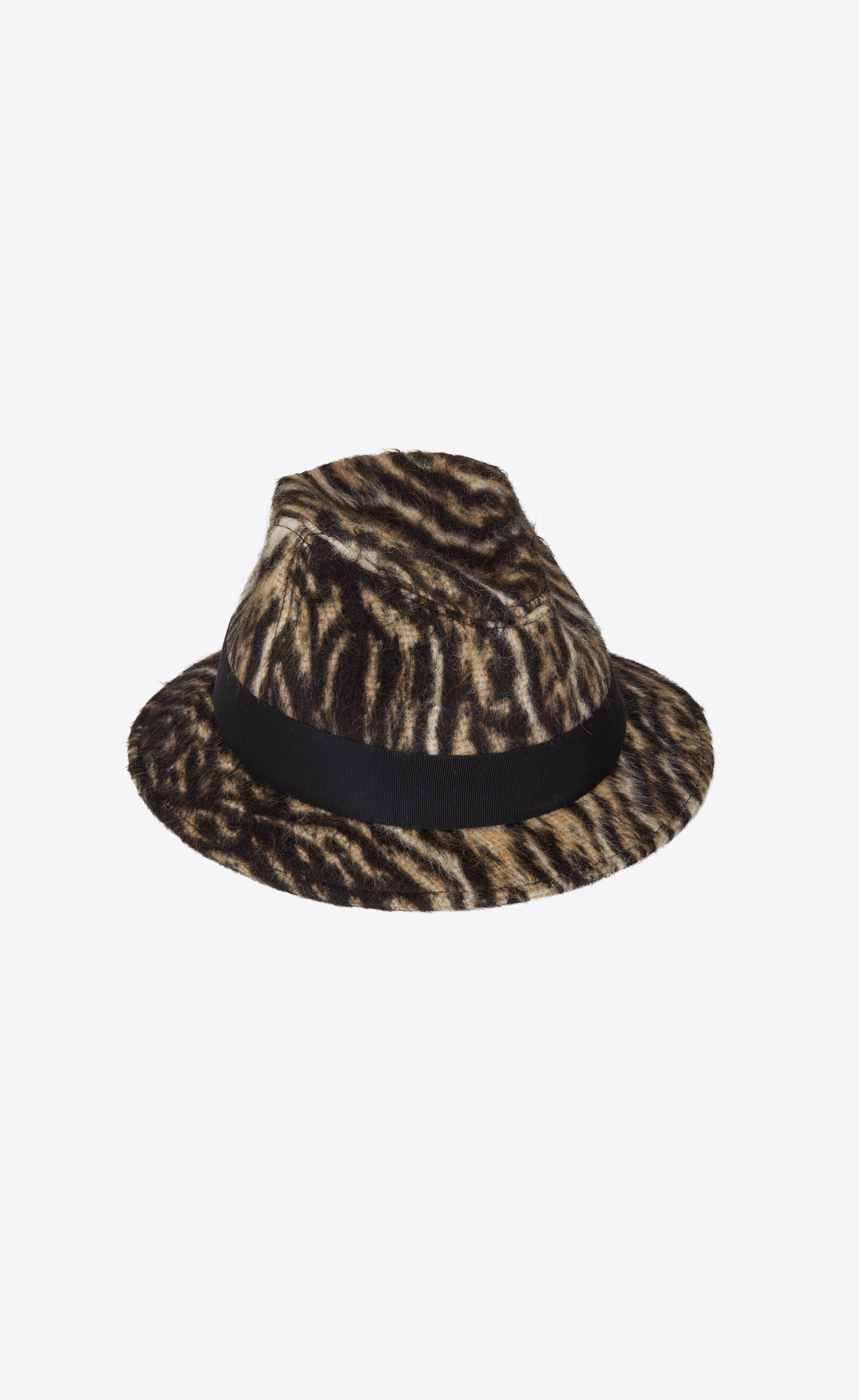 fedora hat in ocelot-print brushed wool felt - 1