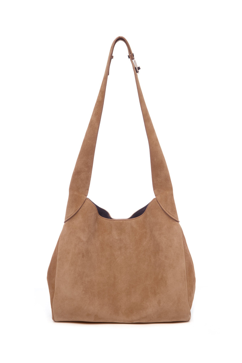 Small Hobo Bag in Dark Sand Suede 1