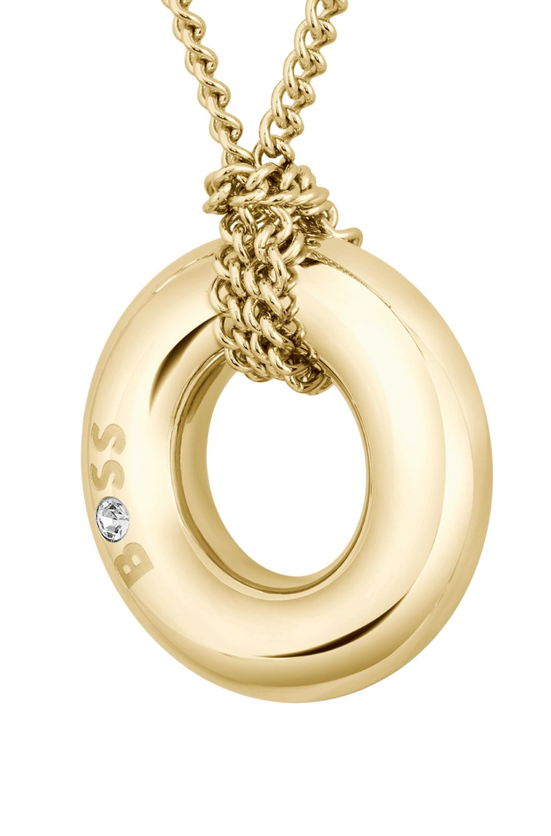 BOSS GOLD-TONE NECKLACE WITH LOGO HOOP outlook