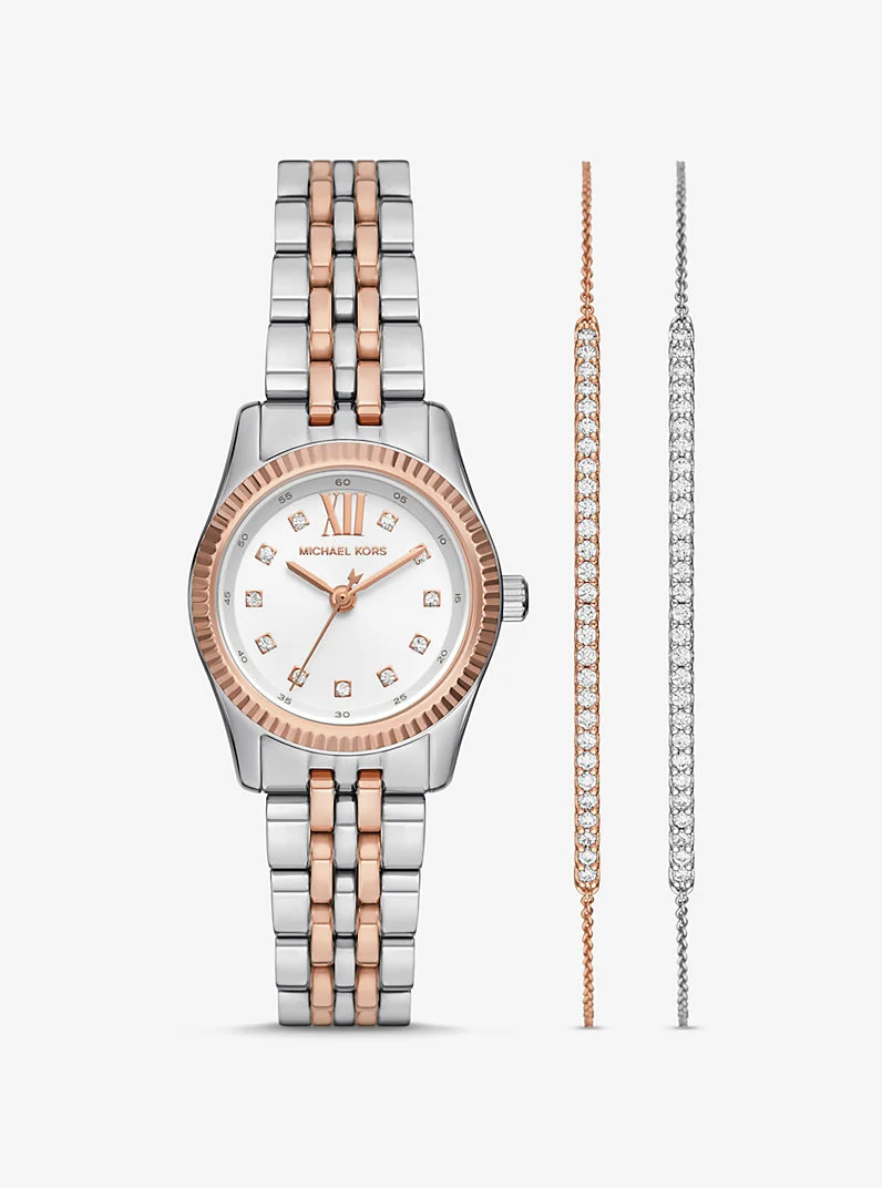 Lexington Pavé Two-Tone Watch and Slider Bracelet Gift Set - 1