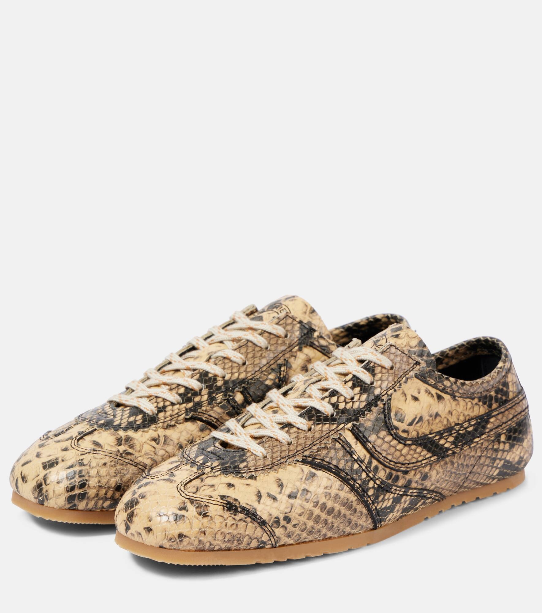 Snake-effect leather sneakers - 4