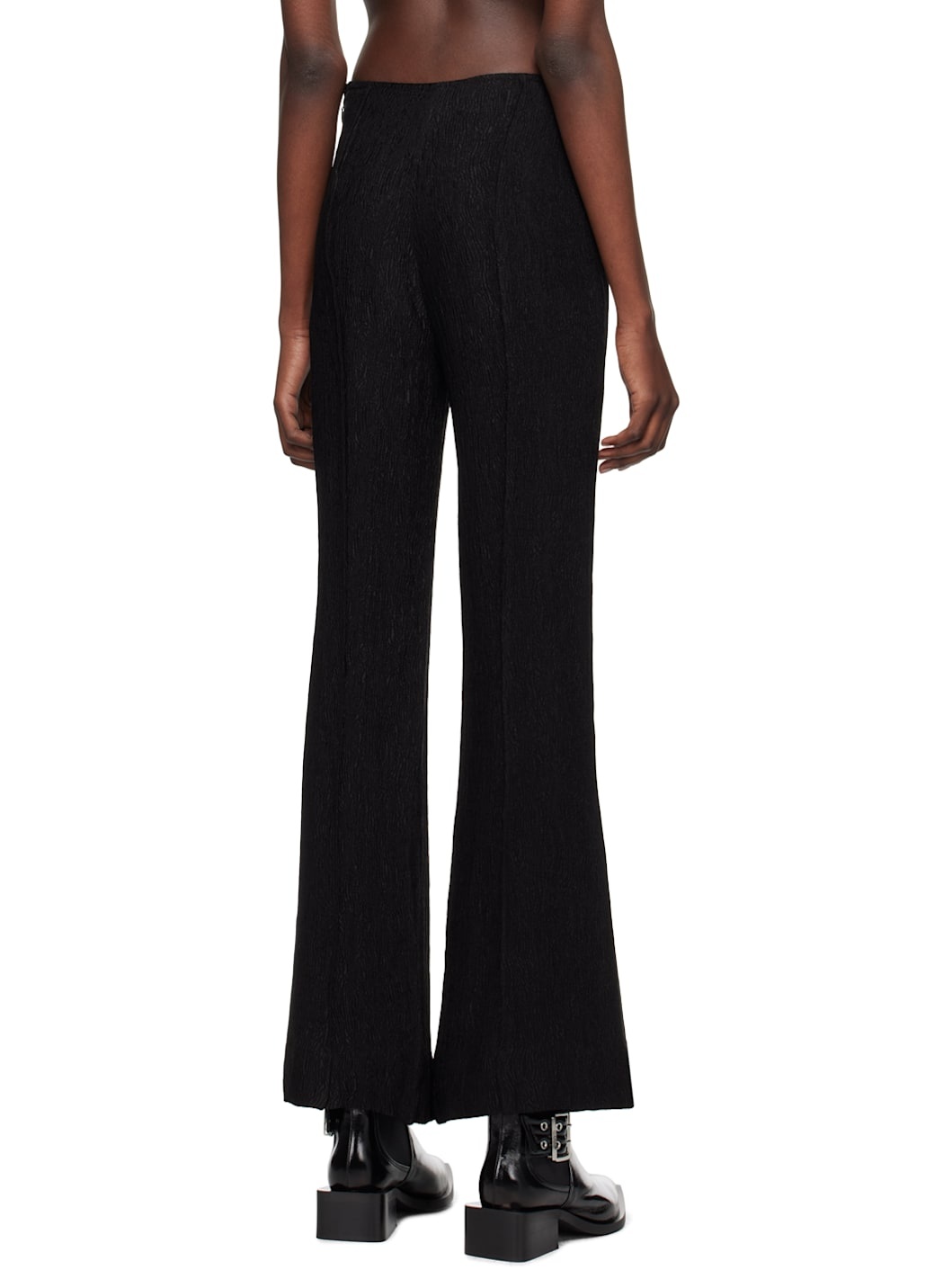 Black Stretch Flared Trousers - 3