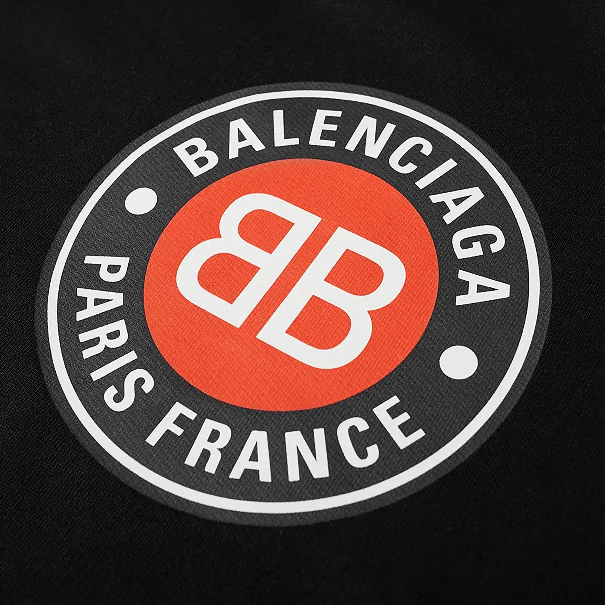 Balenciaga Logo Printed Hoodie 'Black/Chalky White' - 2