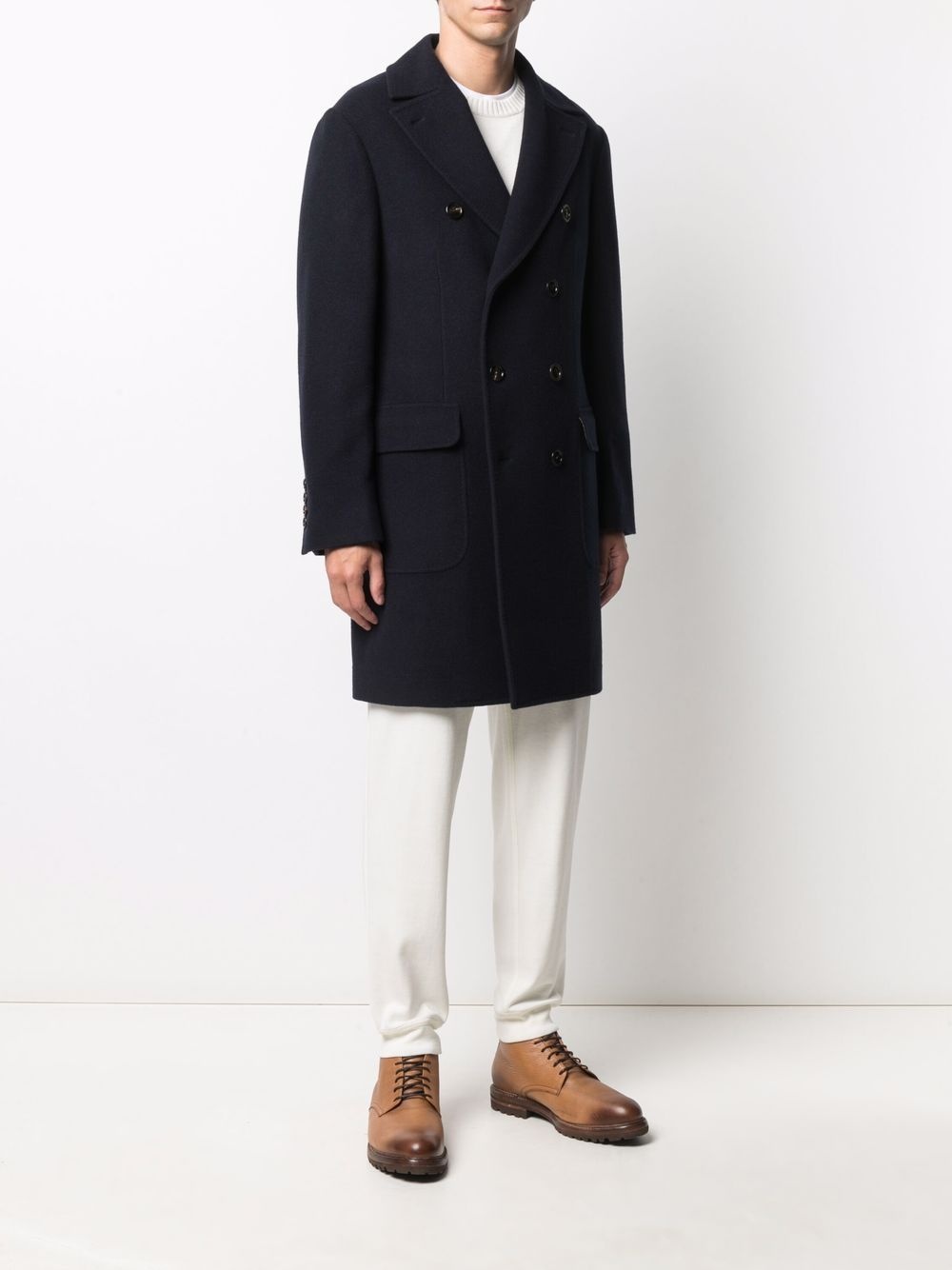 double-breasted cashmere coat - 3