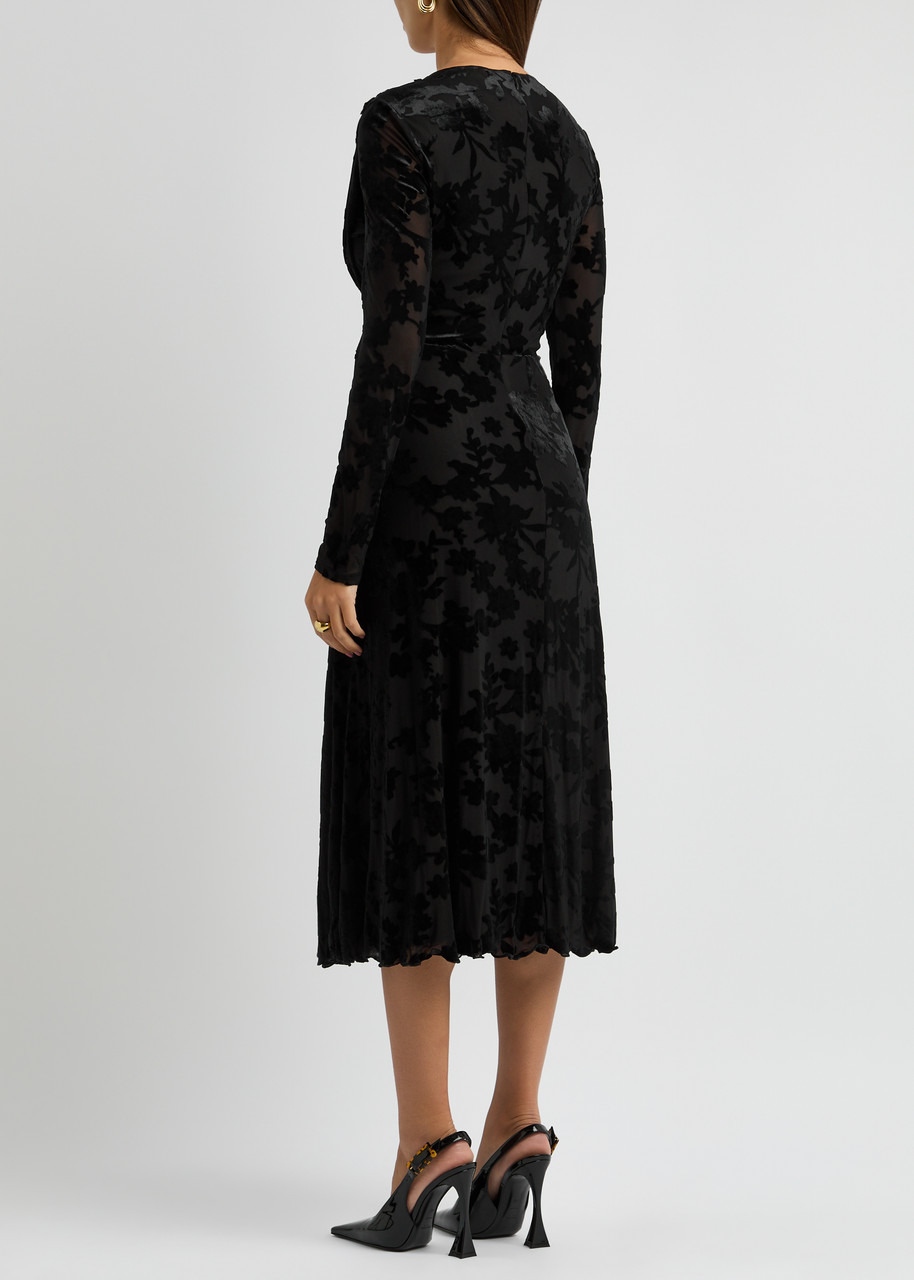 Diane Von Furstenberg Strand Flocked Mesh Midi Dress - 3