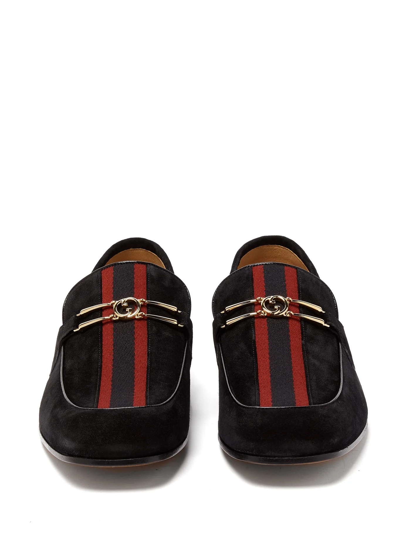 Phyllis Web-stripe suede loafers - 5