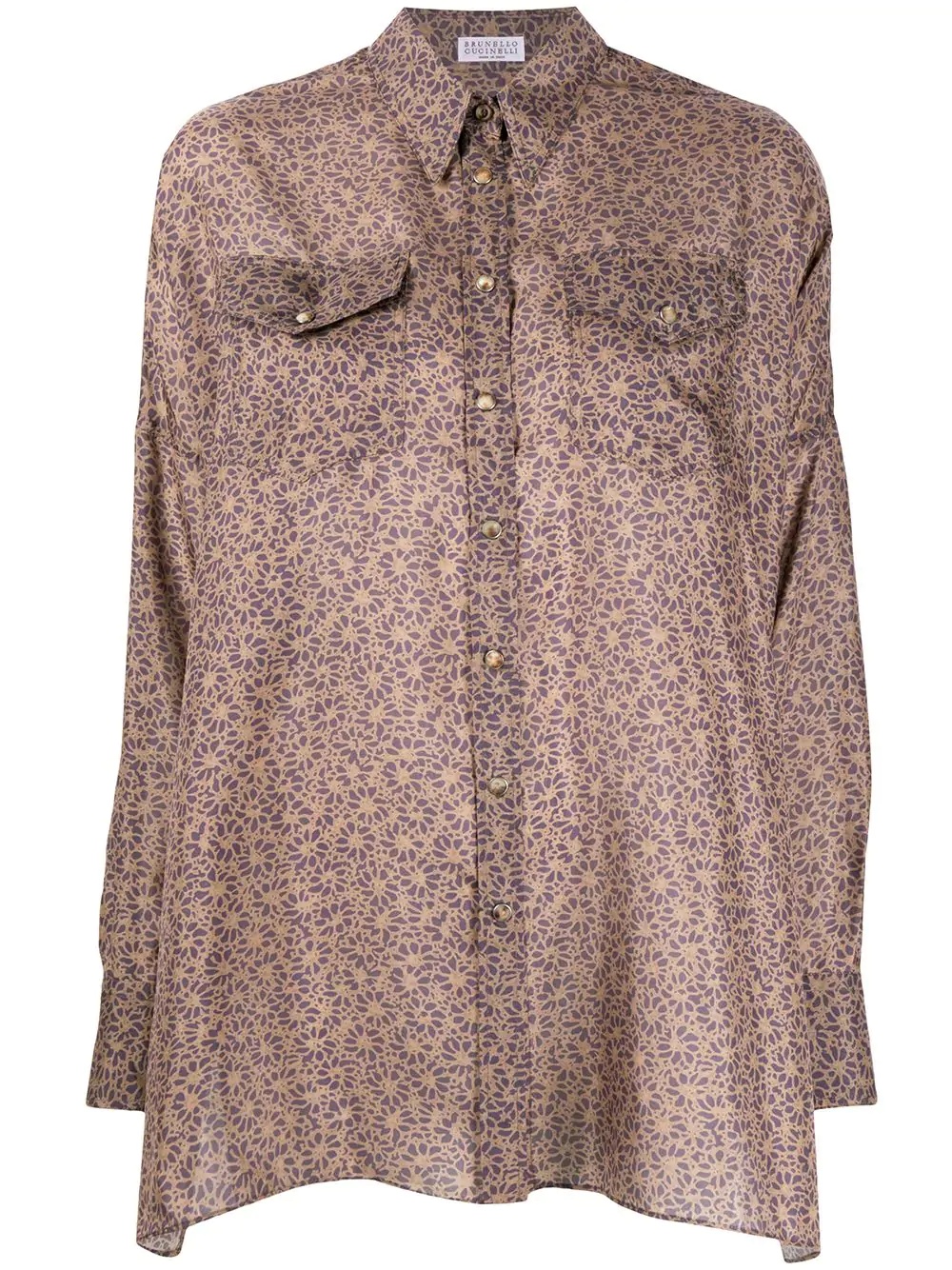 floral print silk shirt - 1