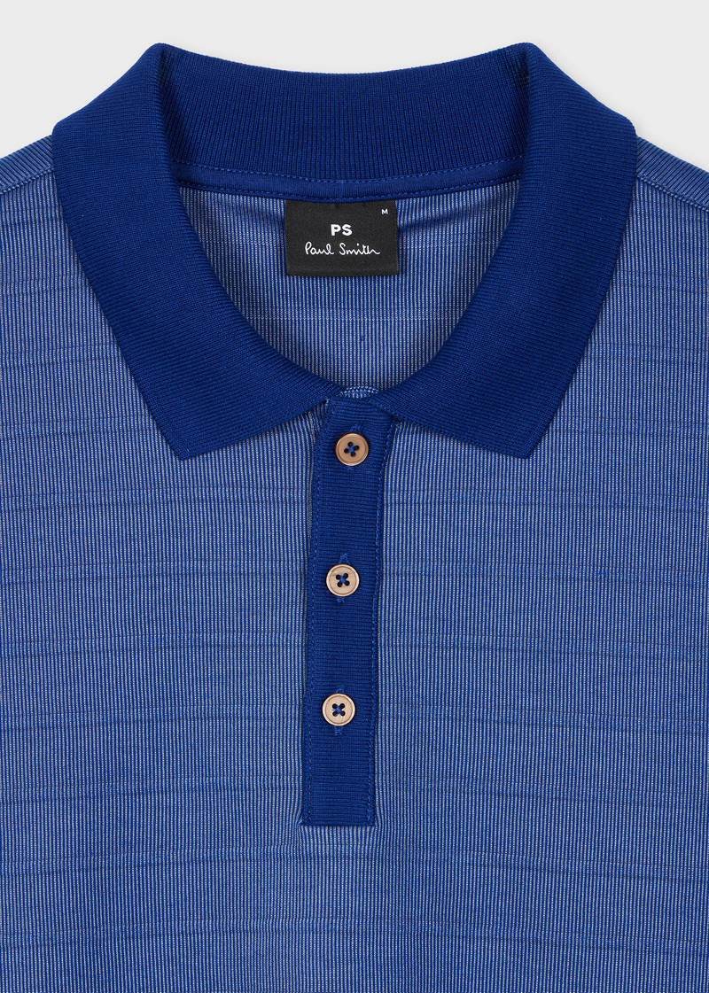 Paul Smith Blue Cotton-Blend Textured Polo Shirt outlook