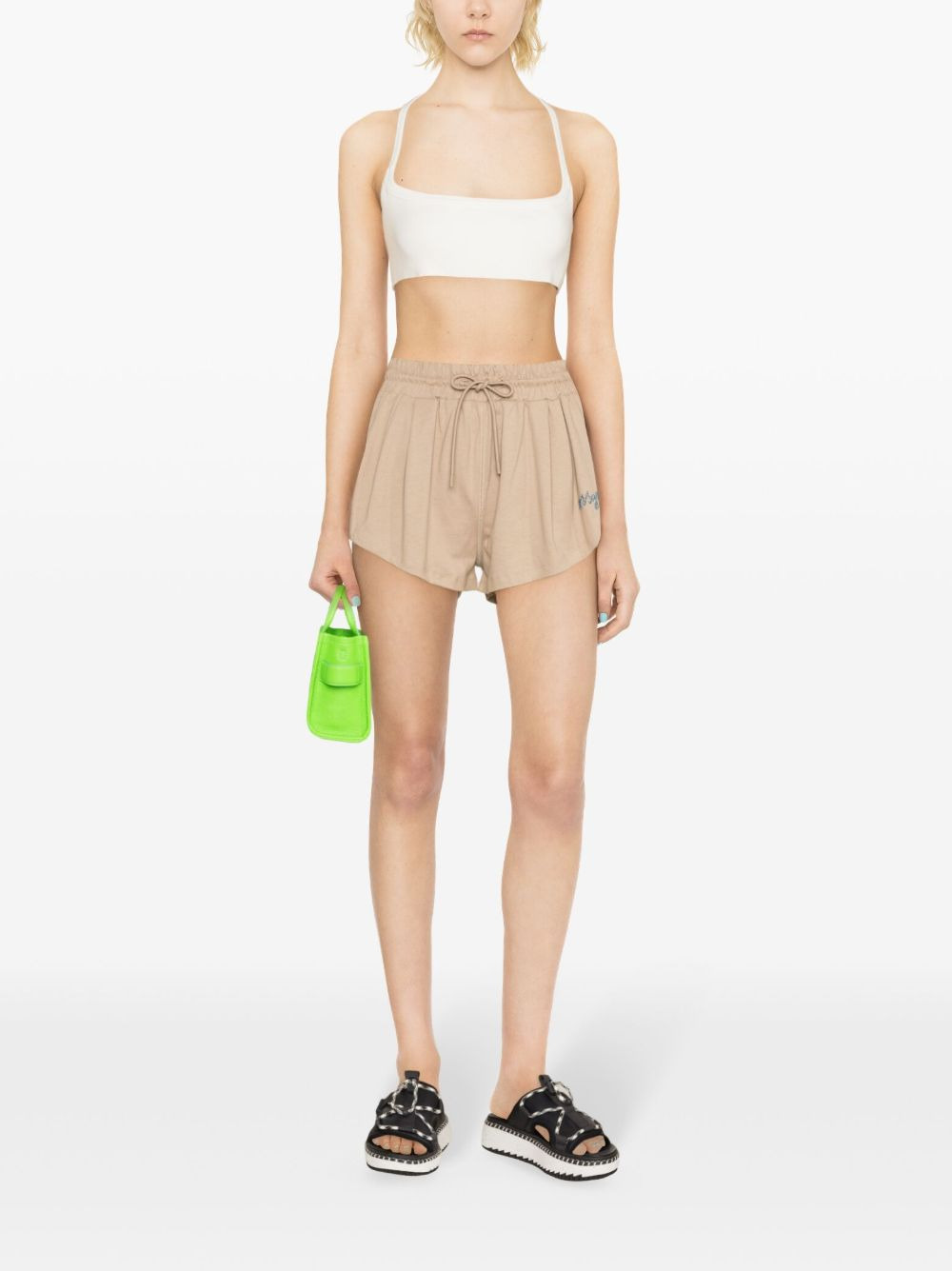 embroidered-logo cotton shorts - 2