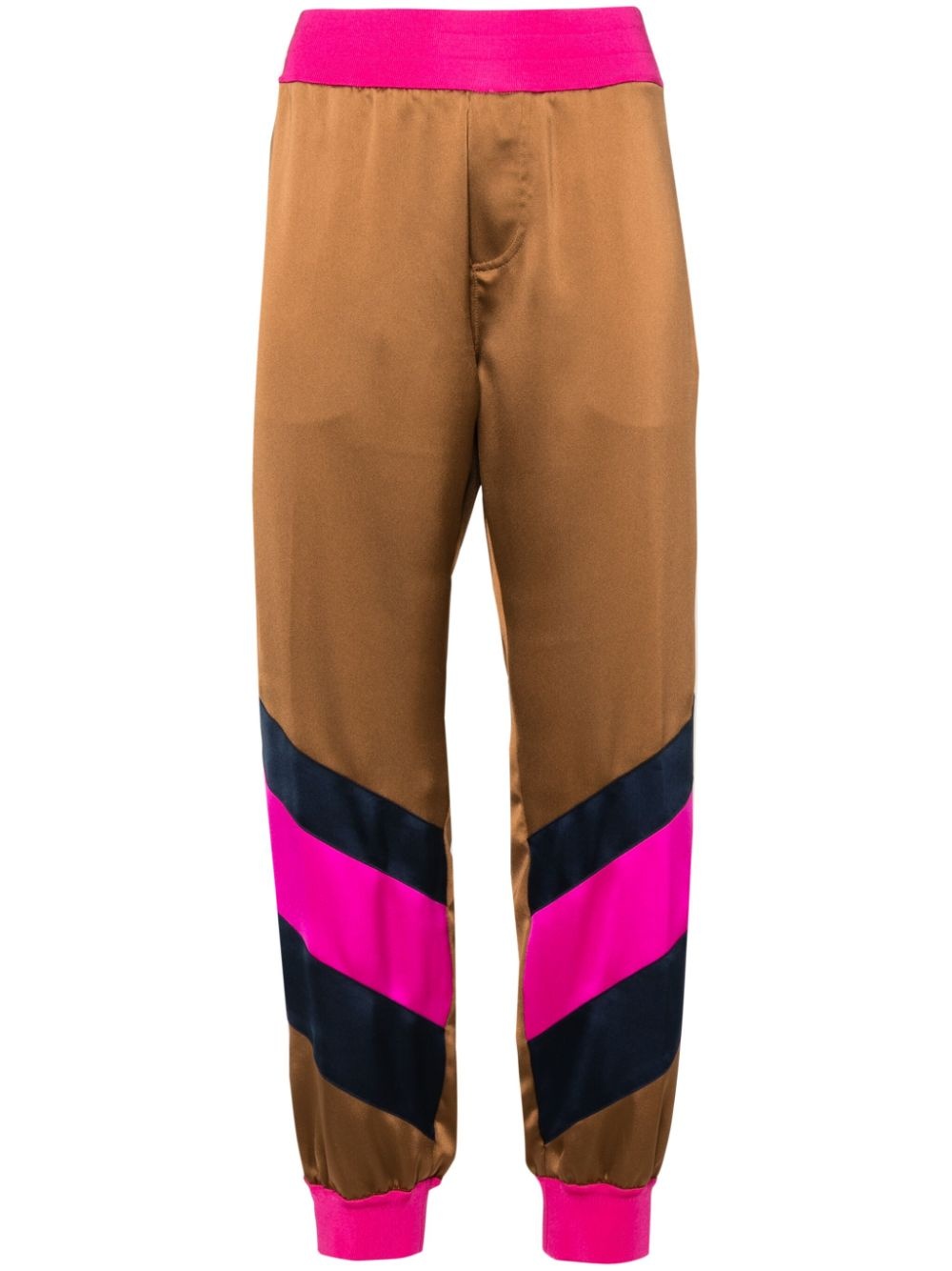 rubberised-logo stripe-detail trousers - 1