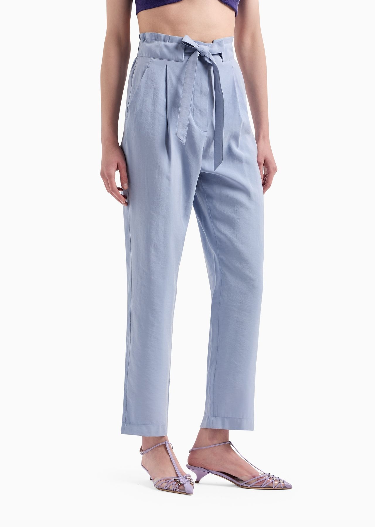 Flowing drawstring trousers in washed matte modal - 2