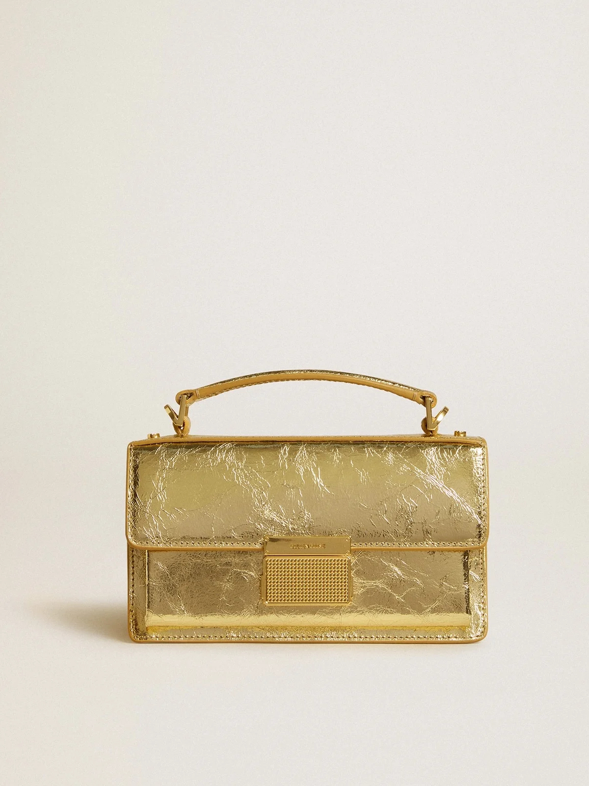 Small Venezia Bag in gold metallic leather with gold details - 1