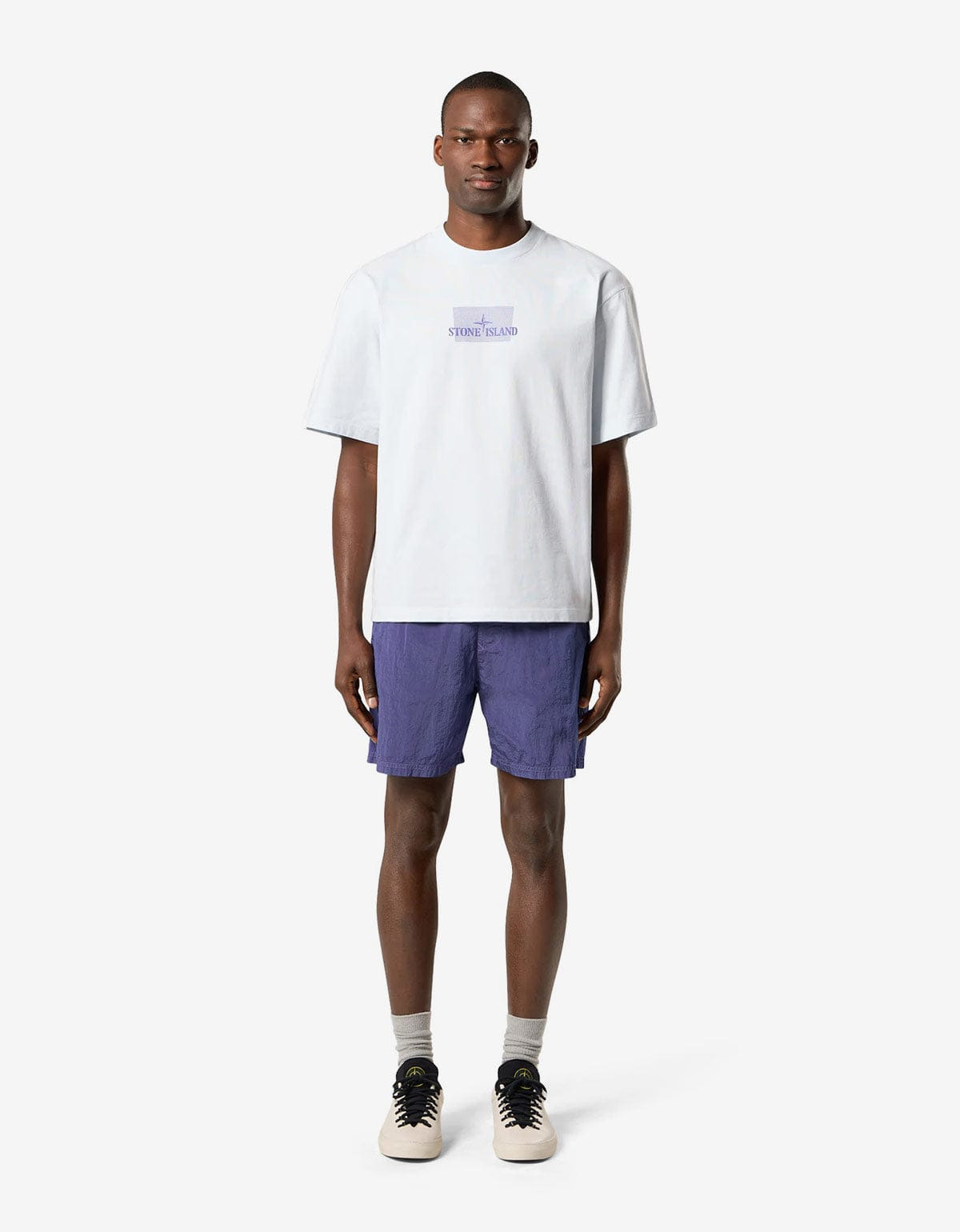 Stone Island Blue Grid Print T-Shirt - 5
