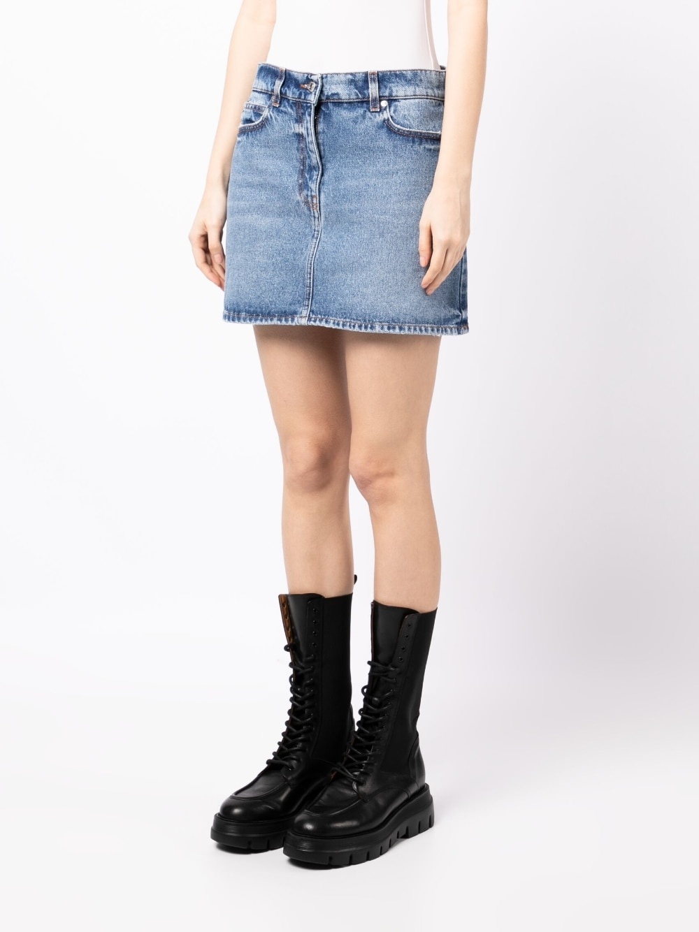 washed cotton denim skirt - 3