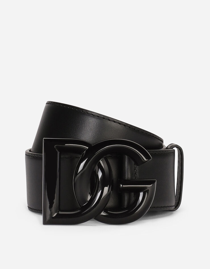 Leather belt with crossover DG logo buckle - 1