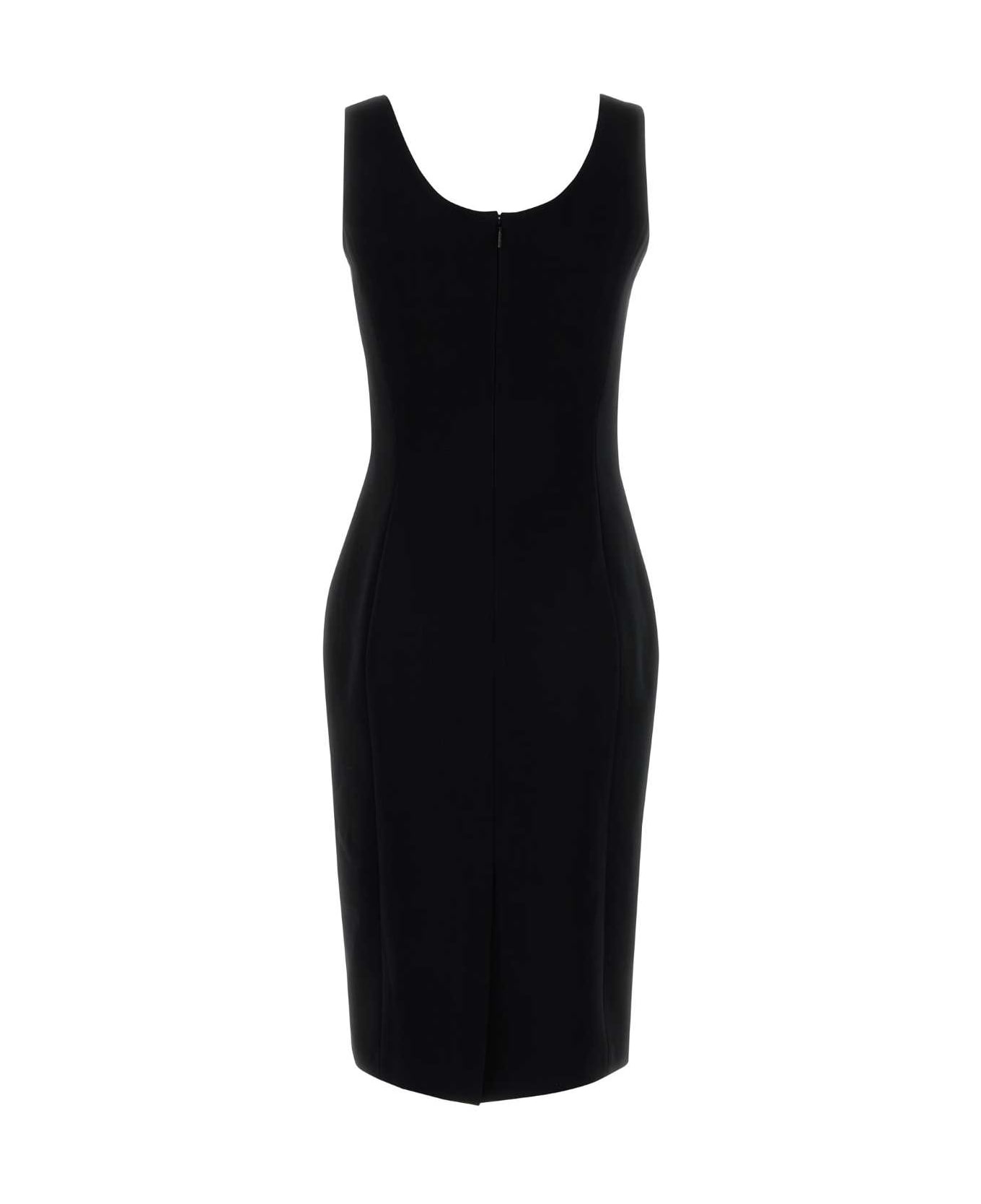 Black Stretch Cady Dress - 2
