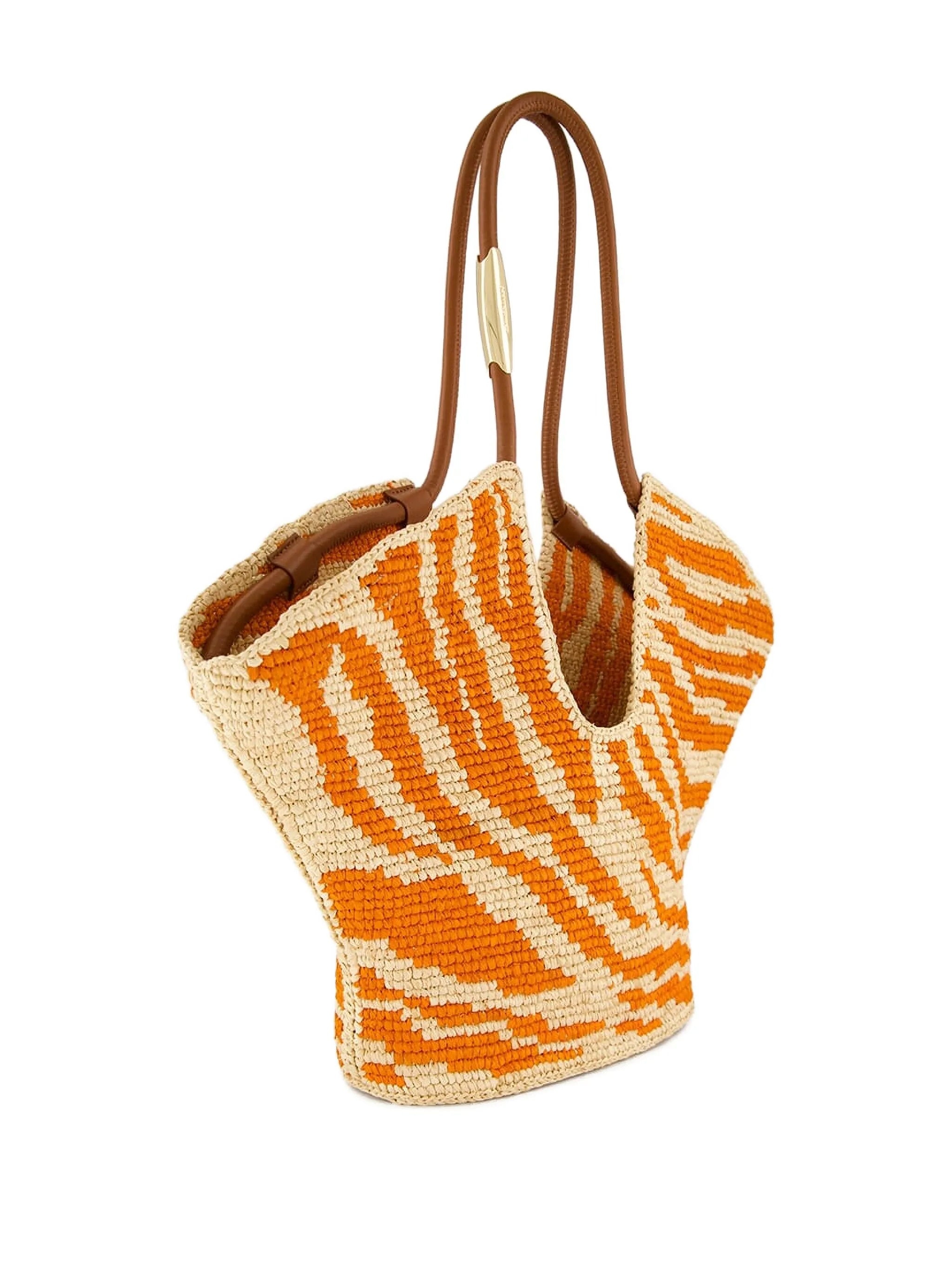 Zimmermann Medium Goldentime Zebra-print Raffia Tote Bag - 4
