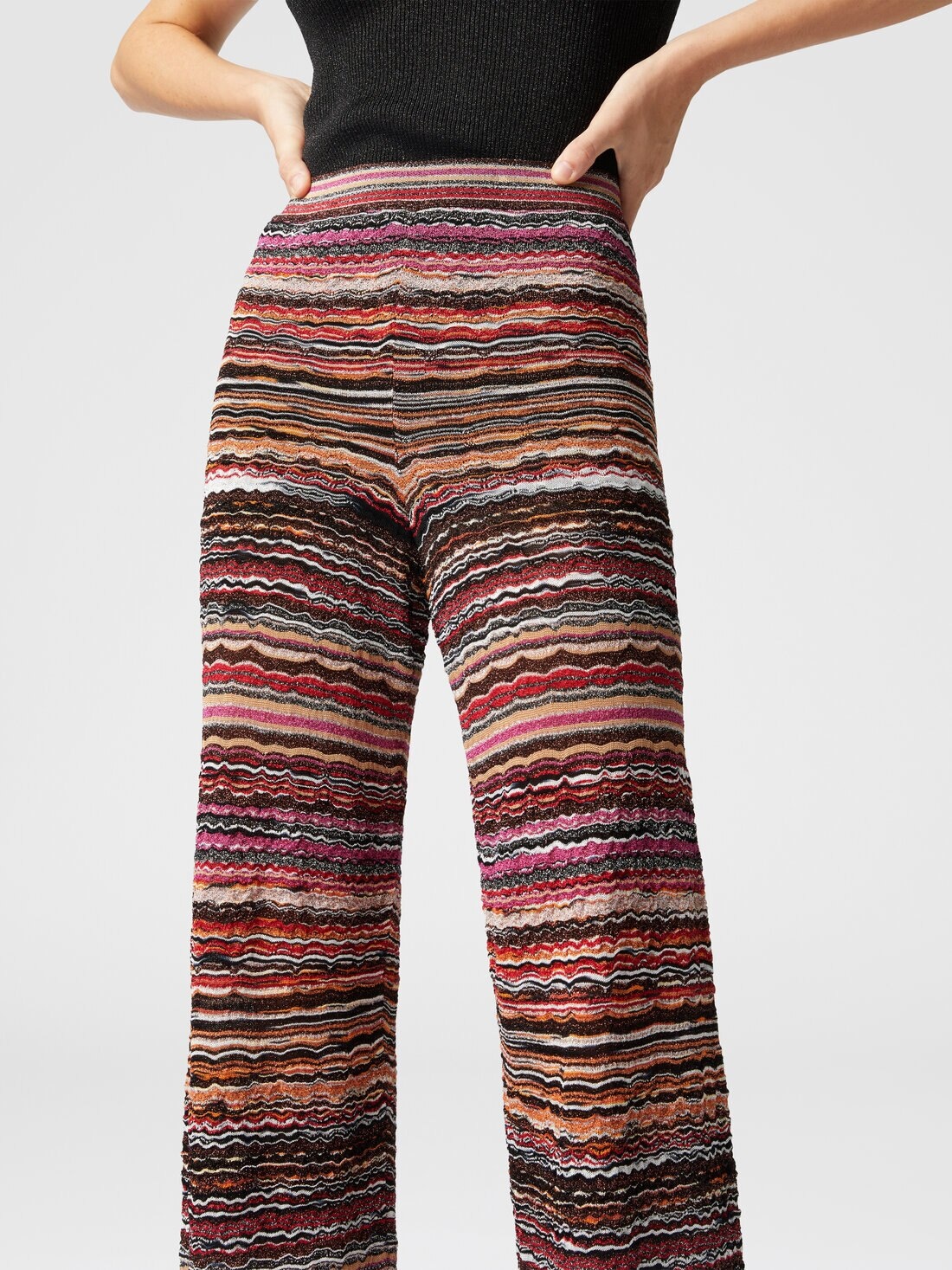 Straight trousers in lamé viscose embossed with wave pattern - 5