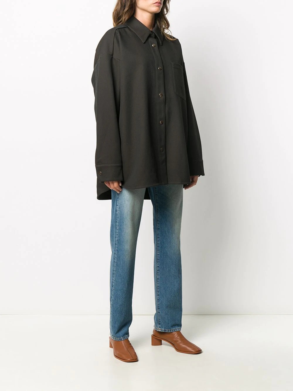 snap-button oversized shirt - 3