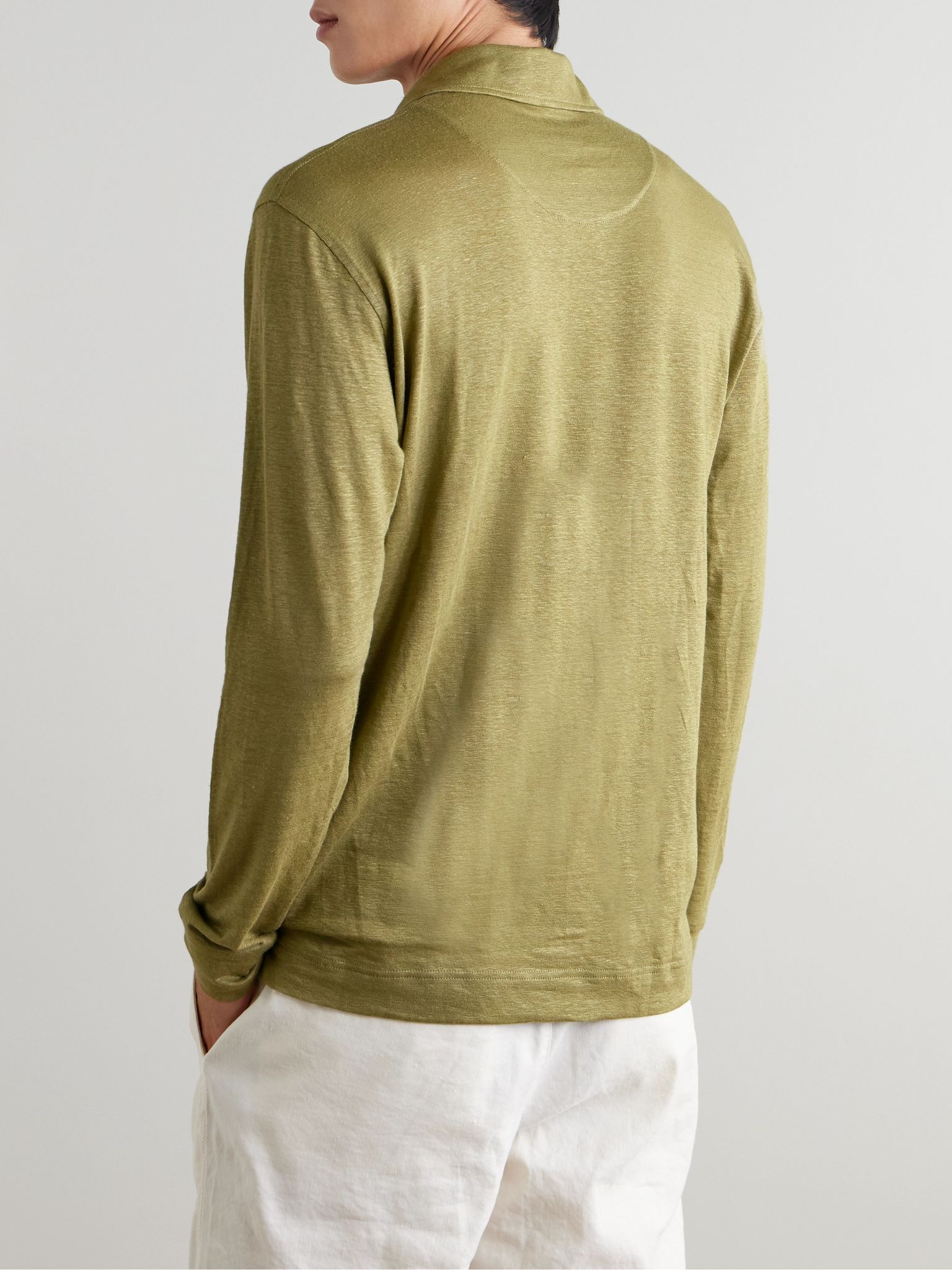 Felix Linen-Jersey Polo Shirt Green - 3