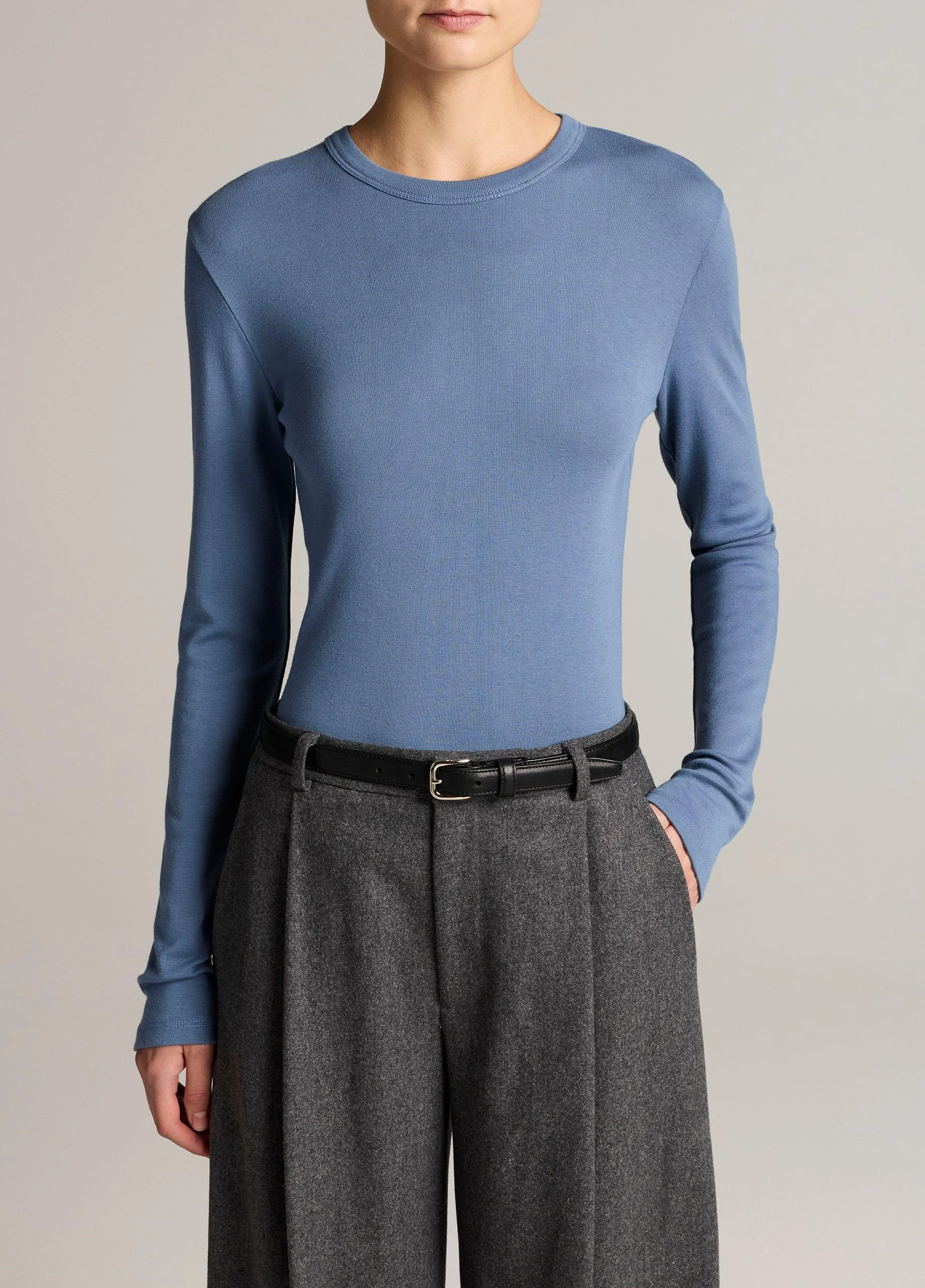 Essential Pima Cotton-Blend Long-Sleeve T-Shirt - 1