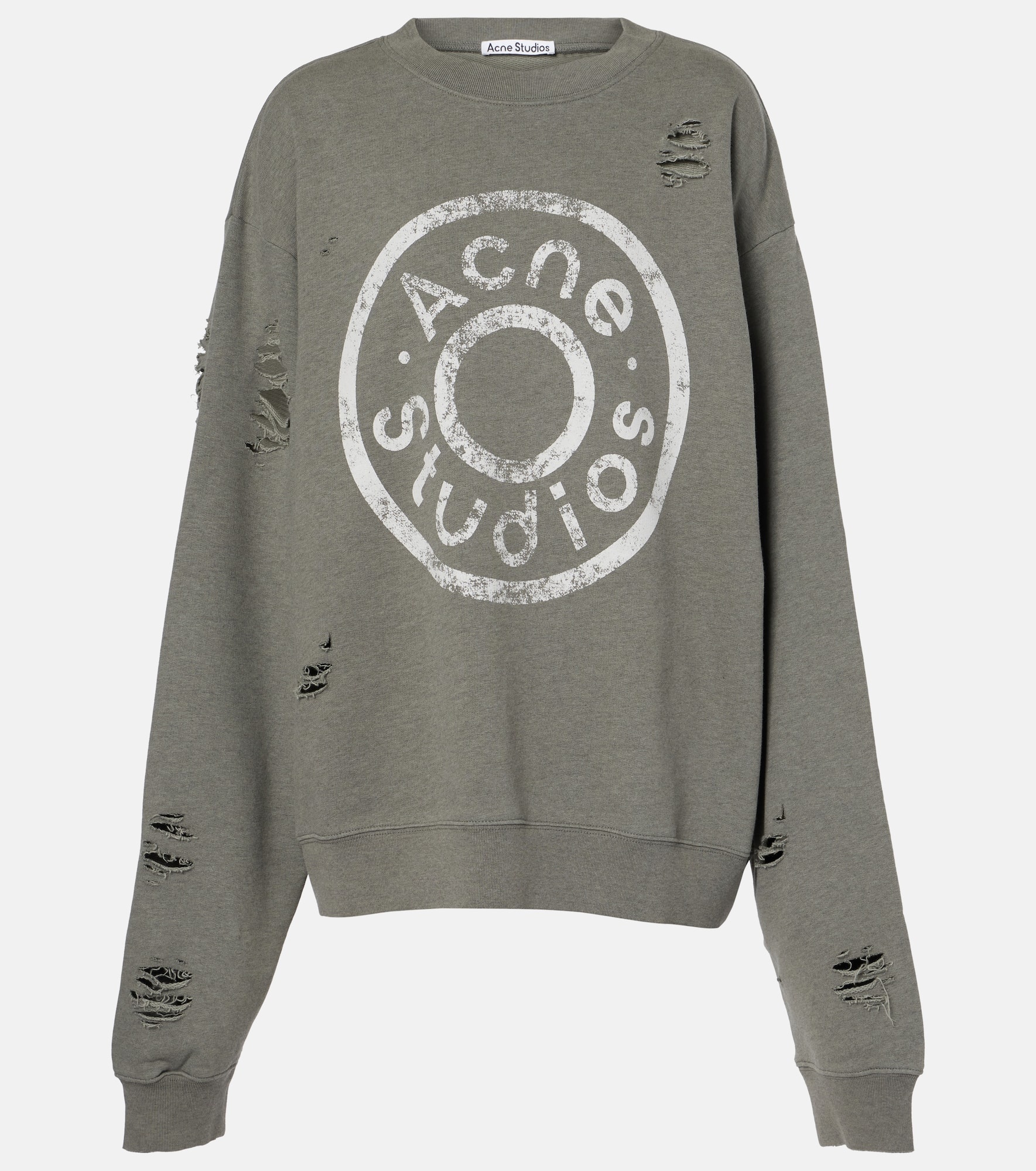 Logo distressed cotton-blend sweatshirt - 1