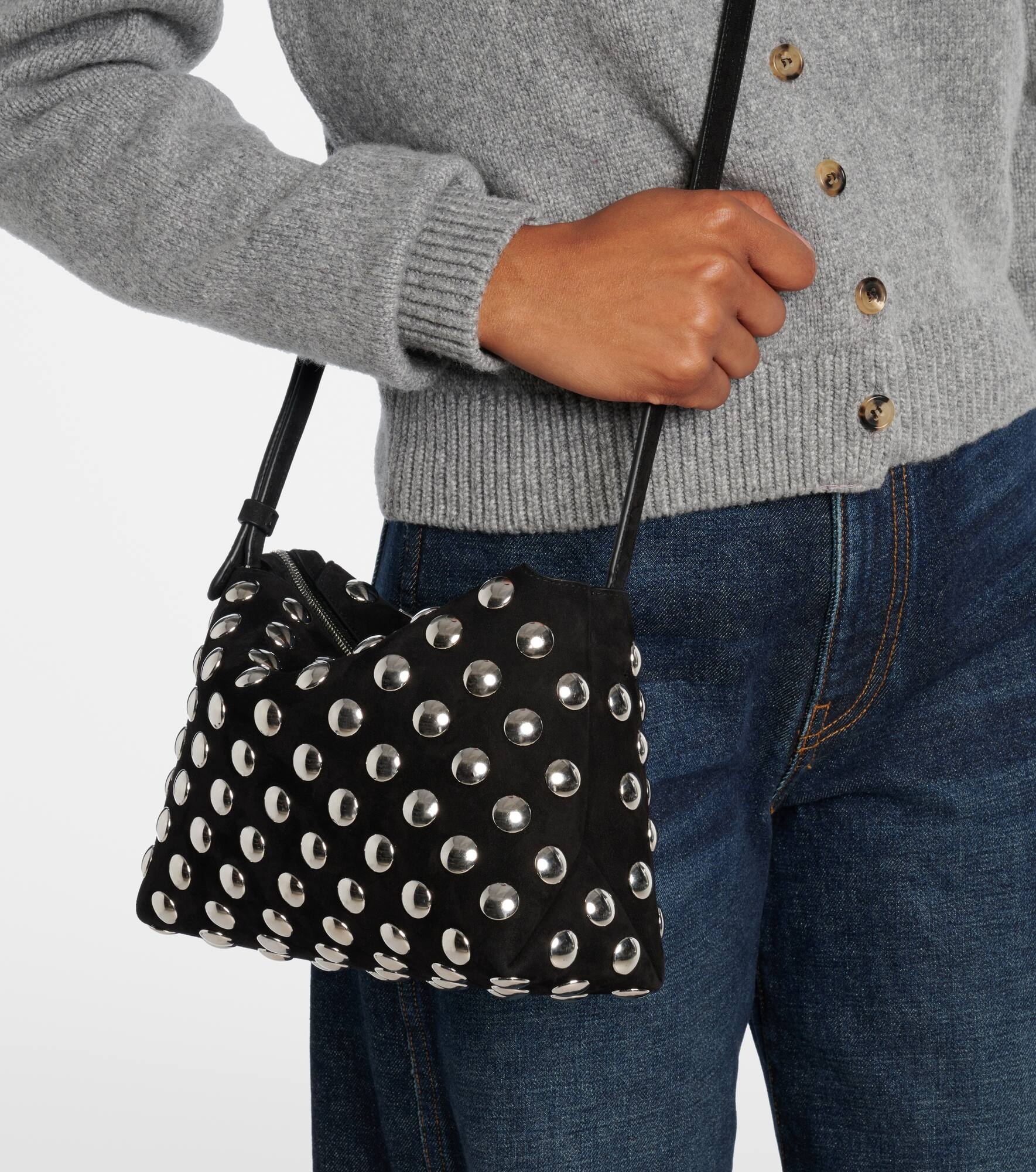 Lina Medium studded suede crossbody bag - 2