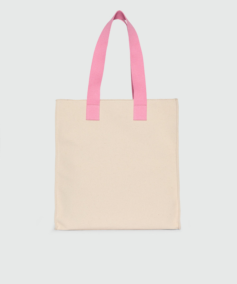 MSGM White canvas tote with print and contrasting handles outlook