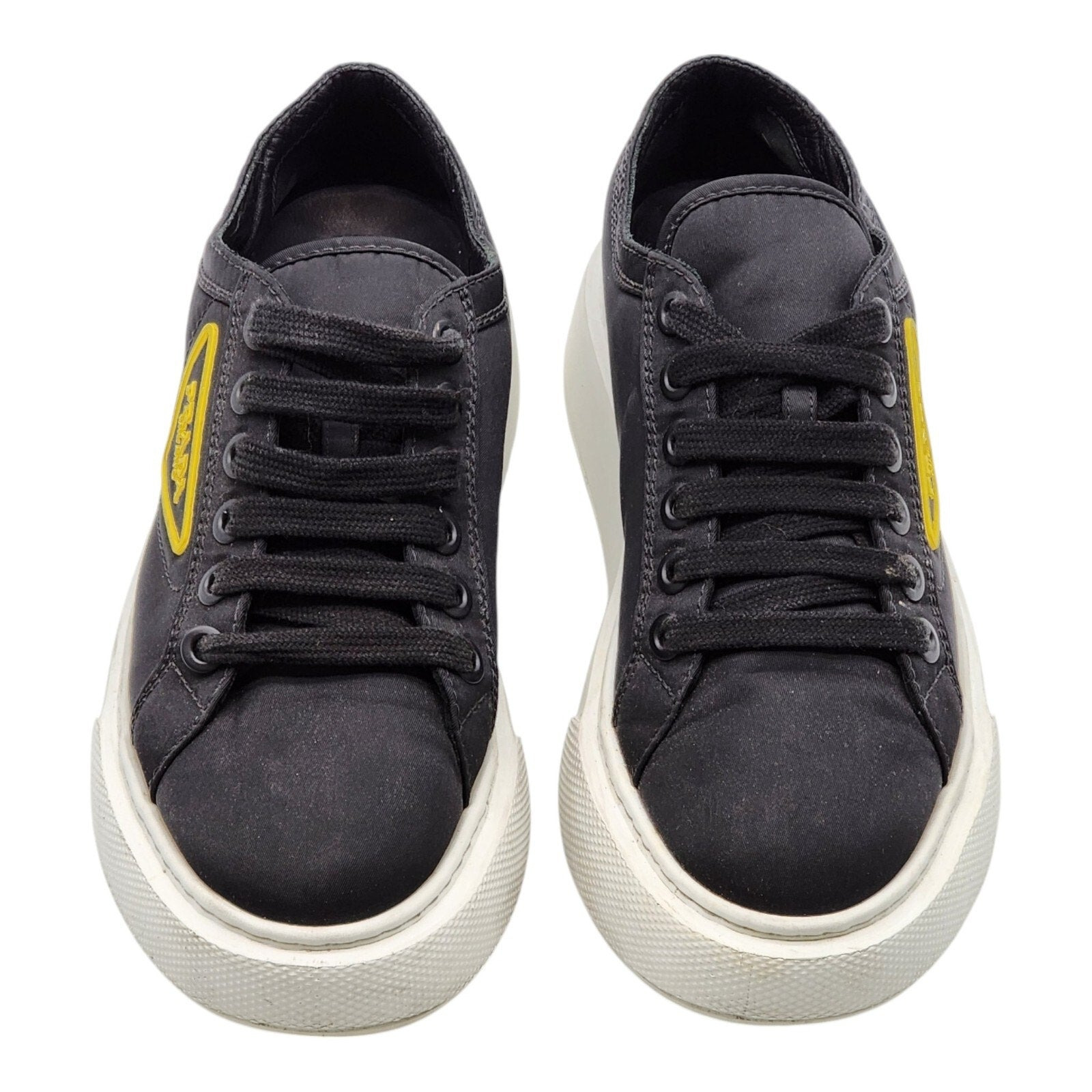 Prada Nylon Gabardine Wheel Low Women's Sneakers Black Yellow - EU 38.5 US 8 - 3