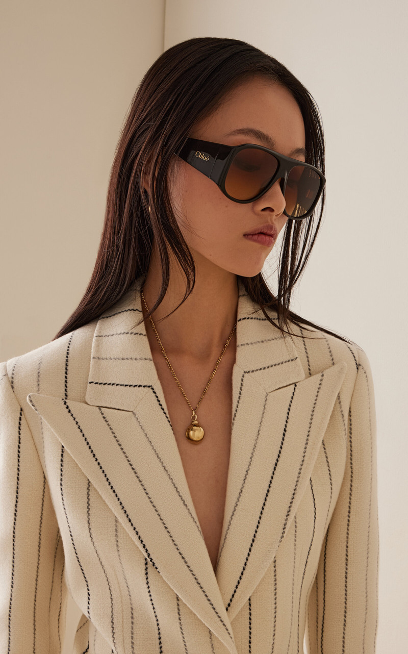 Chloé Aviator-Frame Acetate Sunglasses brown outlook