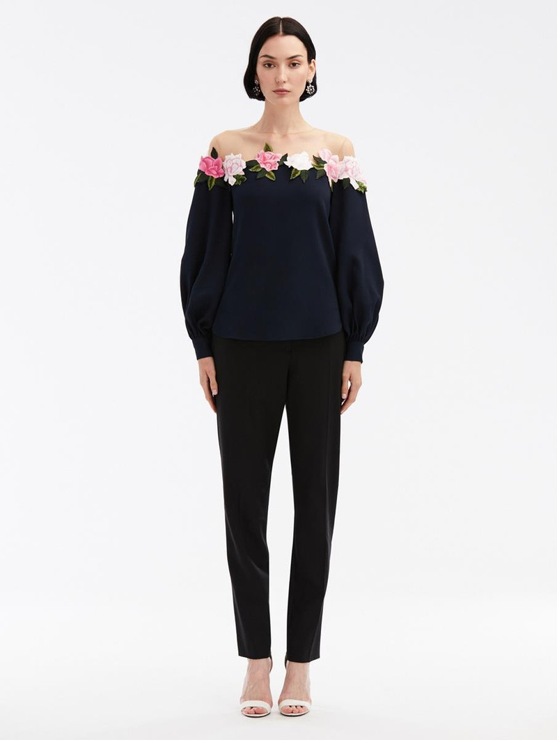 Oscar de la Renta ILLUSION NECK GARDENIA BLOUSE outlook