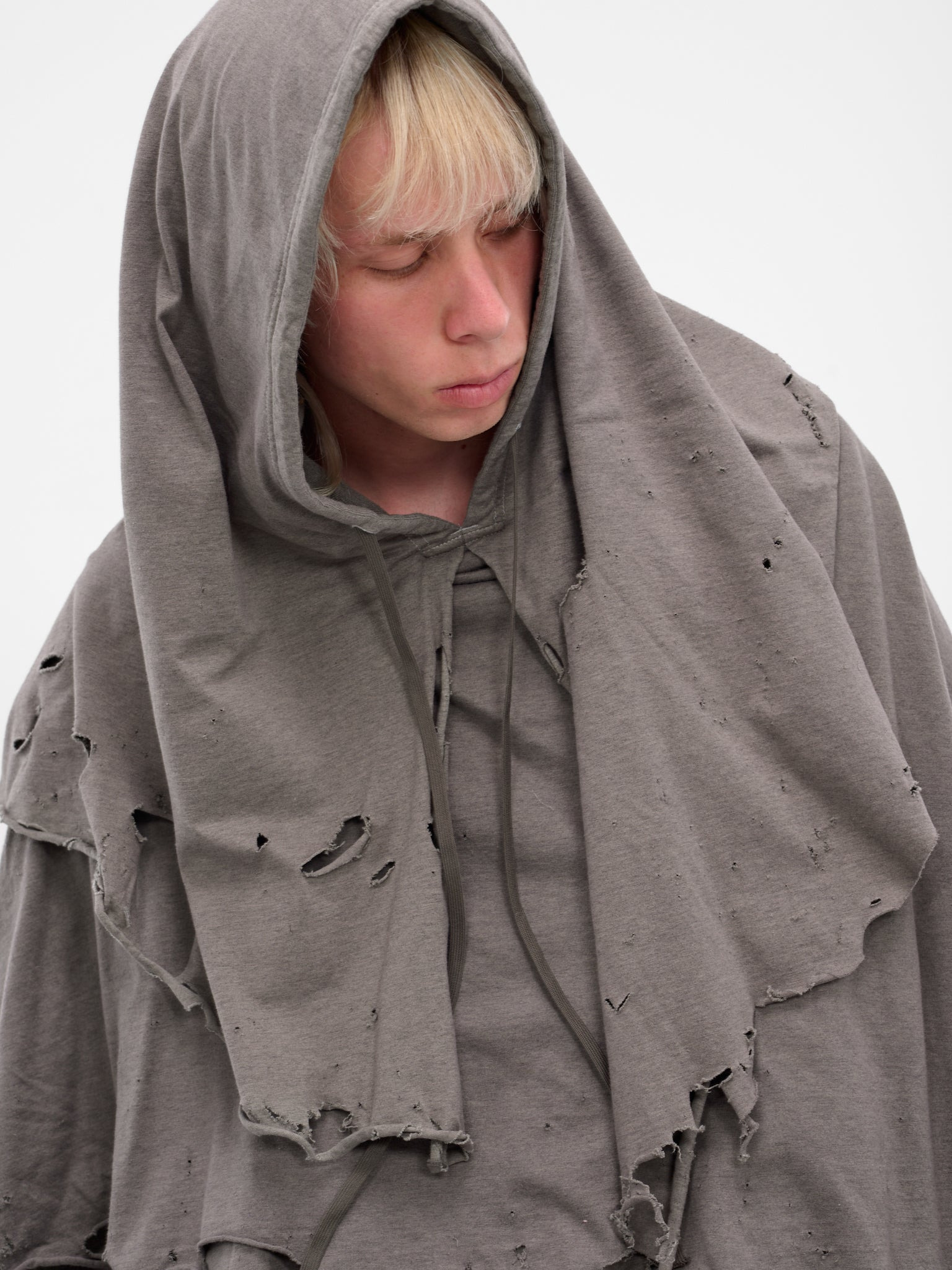 Gray Distressed Layering Hoodie - 5