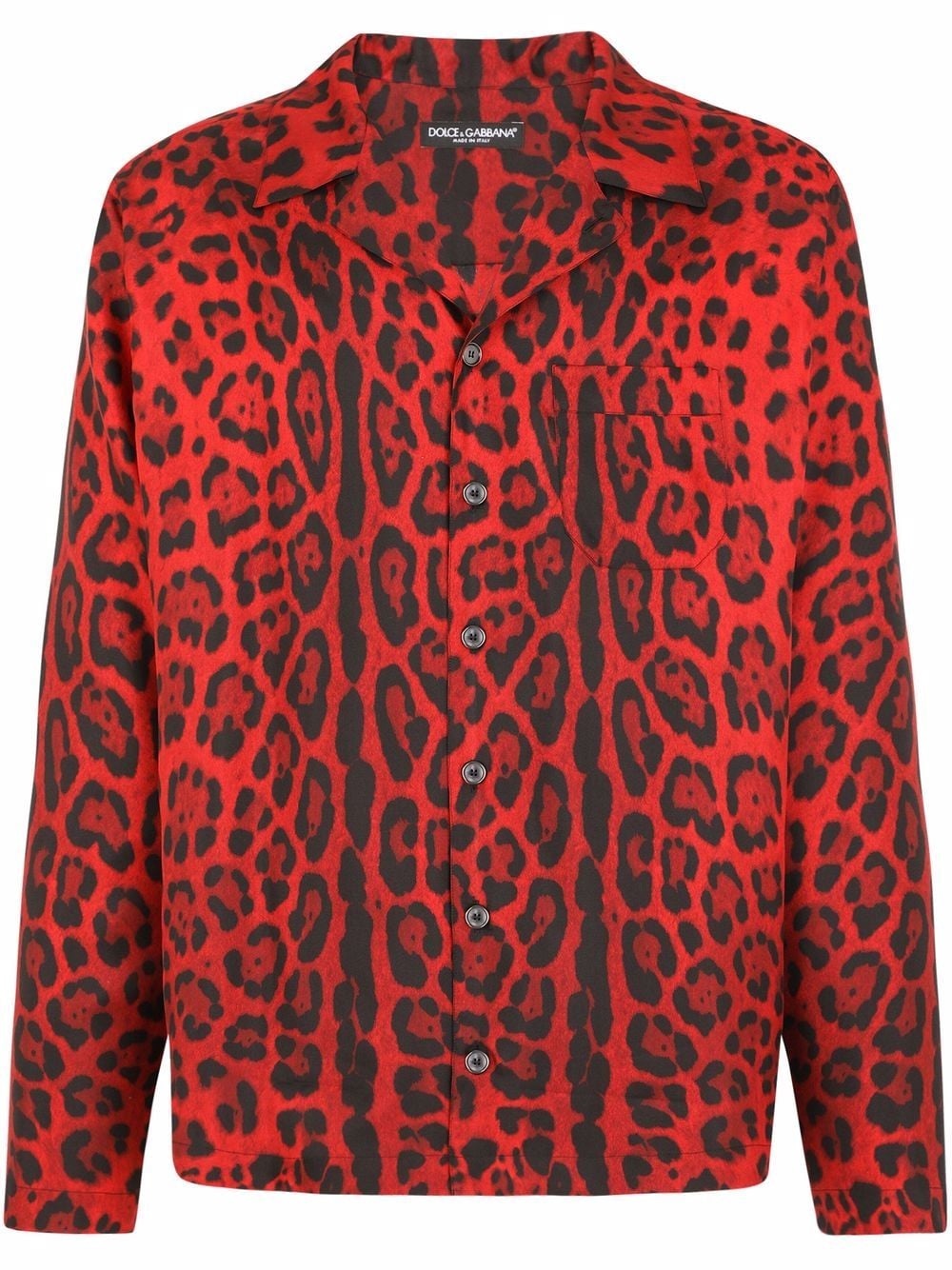 leopard-print long-sleeve silk shirt - 1