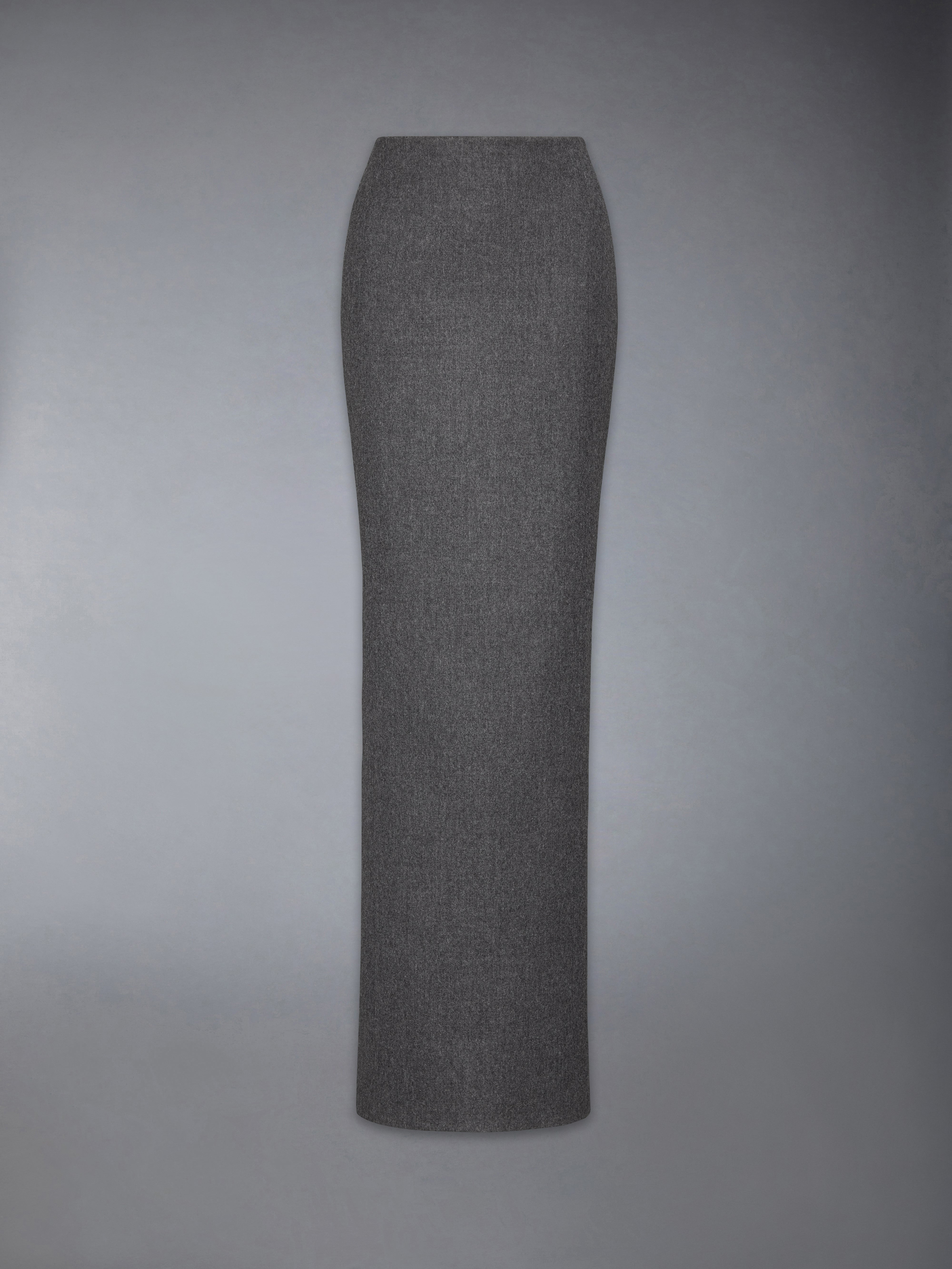 SOLID WOOL FLANNEL PENCIL SKIRT - 1