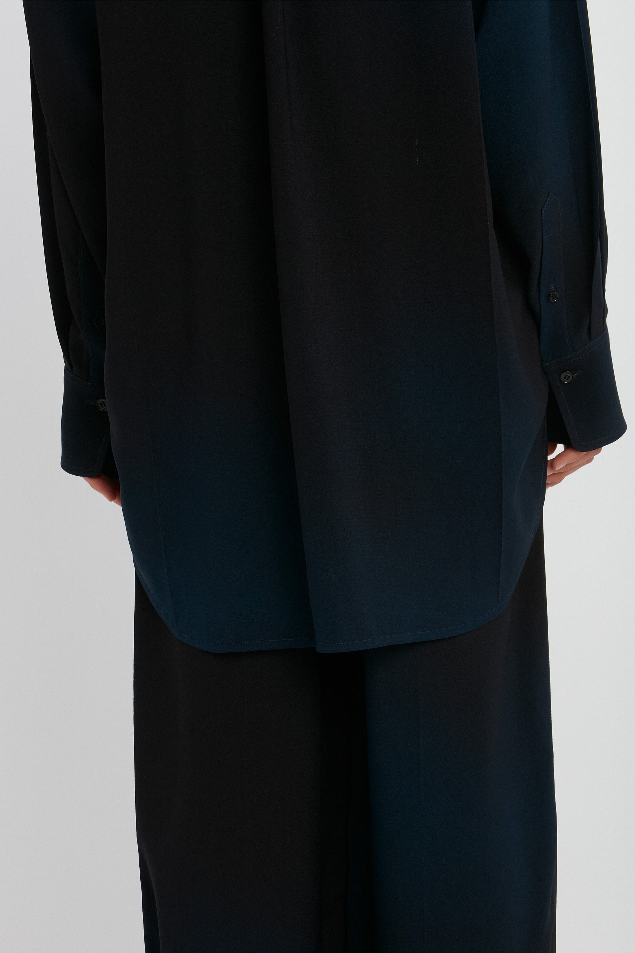 Pyjama Shirt in Navy Ombré & Floral - 7