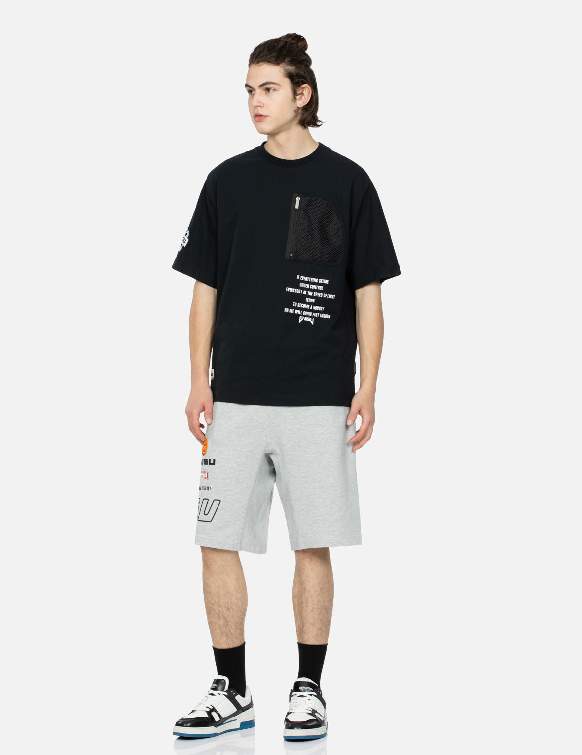 LOGO PRINT AND KAMON EMBROIDERY SWEAT SHORTS - 3