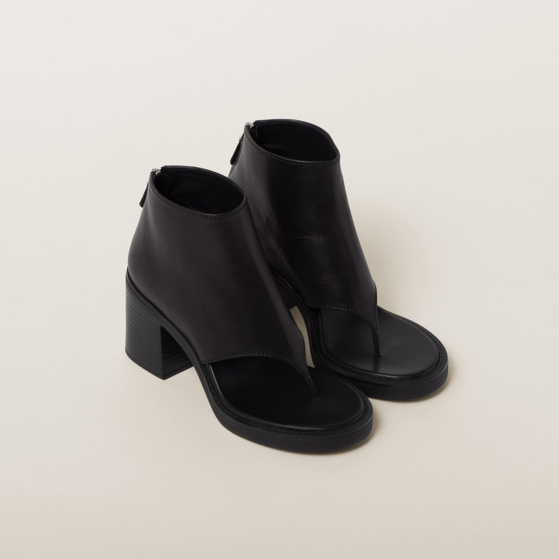 Leather thong booties 1