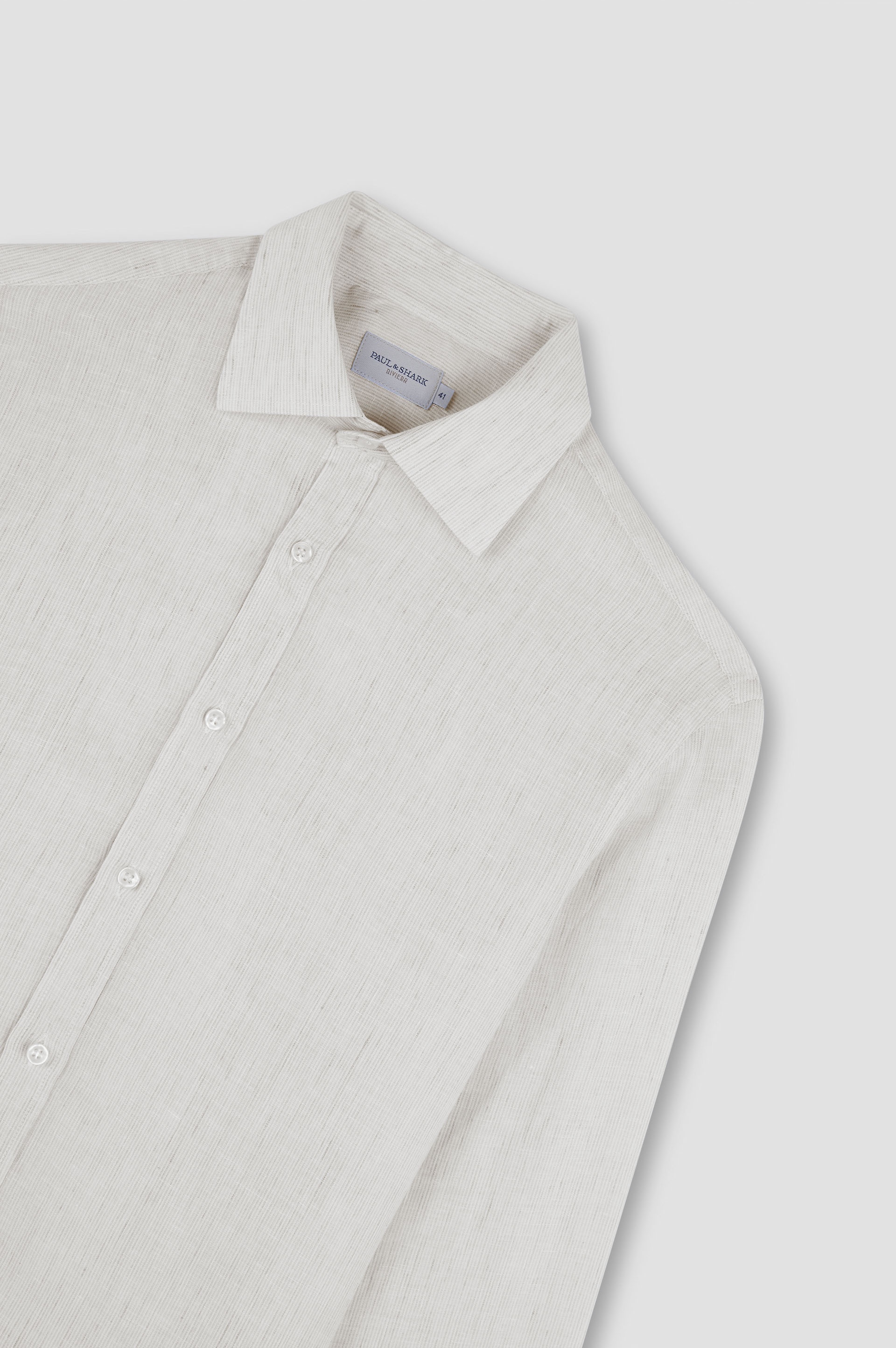 LINEN SEERSUCKER SHIRT WITH FRENCH COLLAR - 5